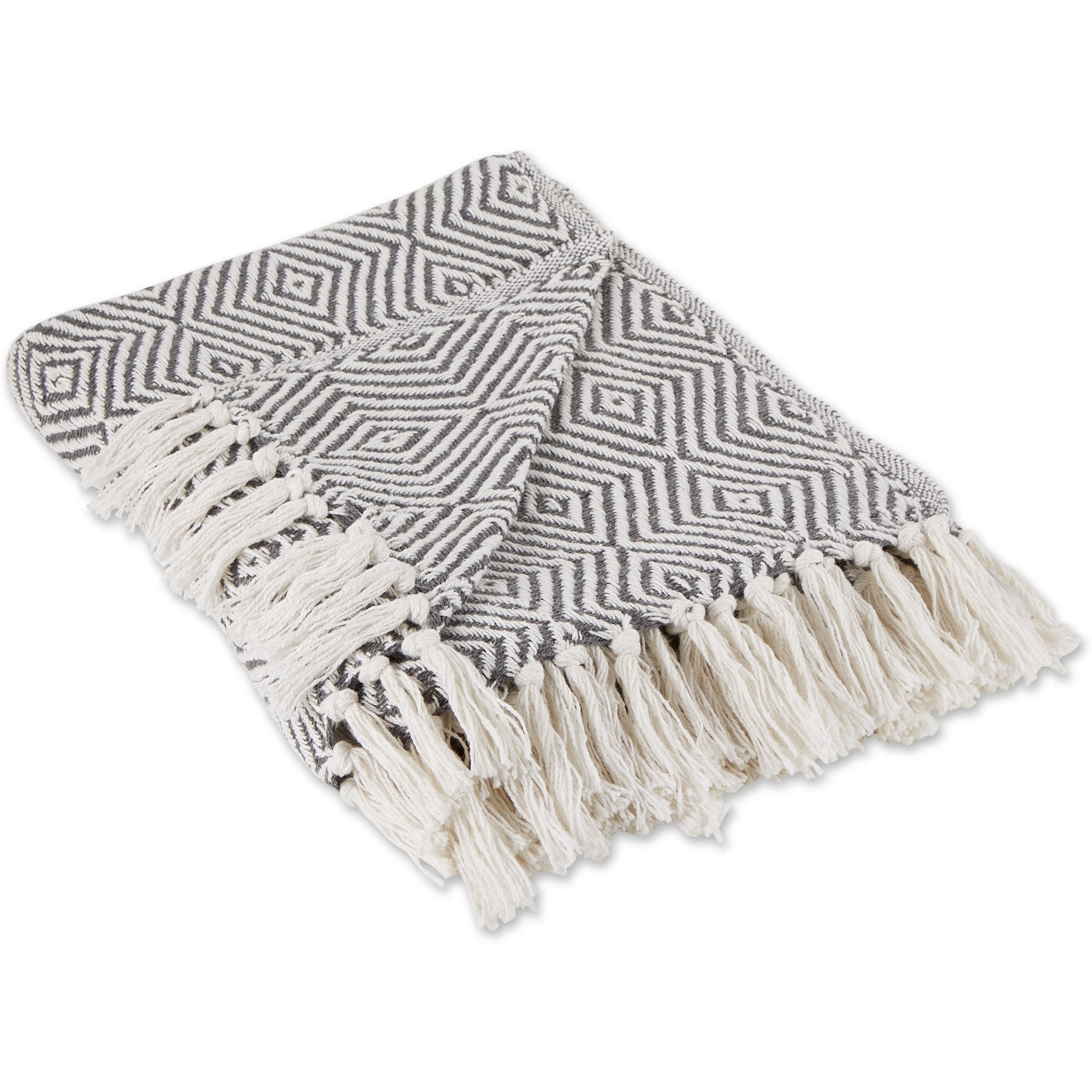 GRAY X-DIAMOND GEOMETRIC THROW