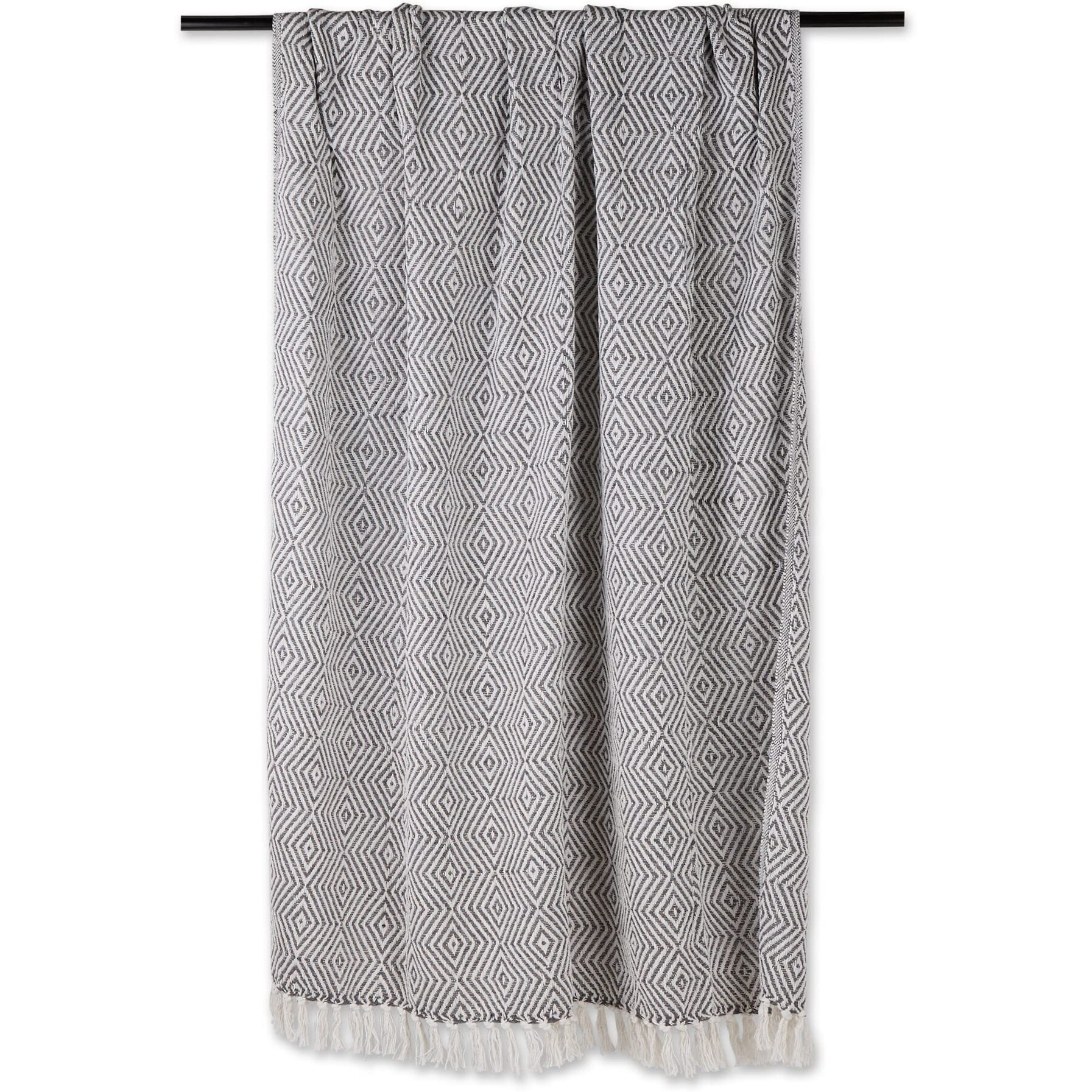 GRAY X-DIAMOND GEOMETRIC THROW