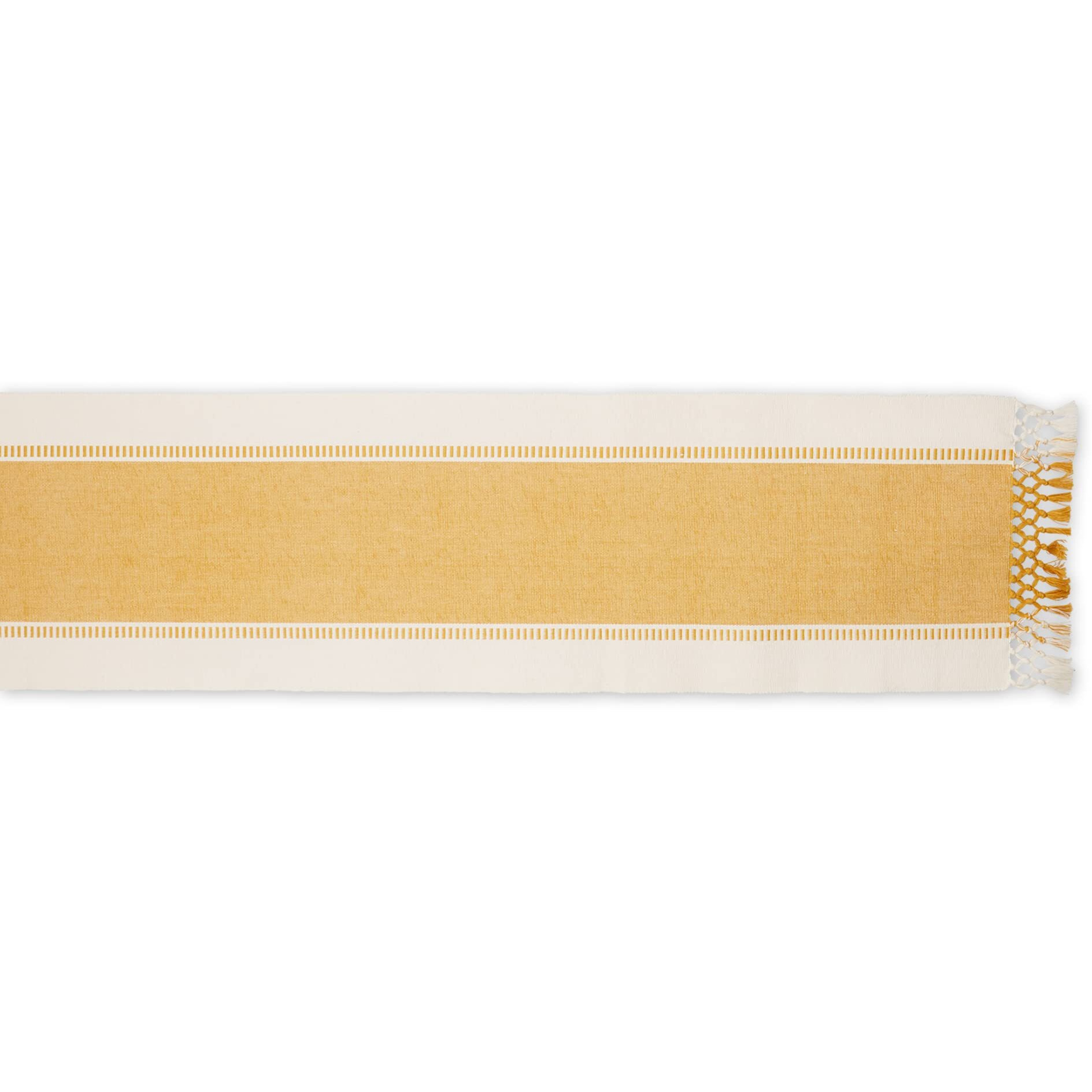 HONEY GOLD DOBBY STRIPE RIBBED TABLE RUNNER 13x72
