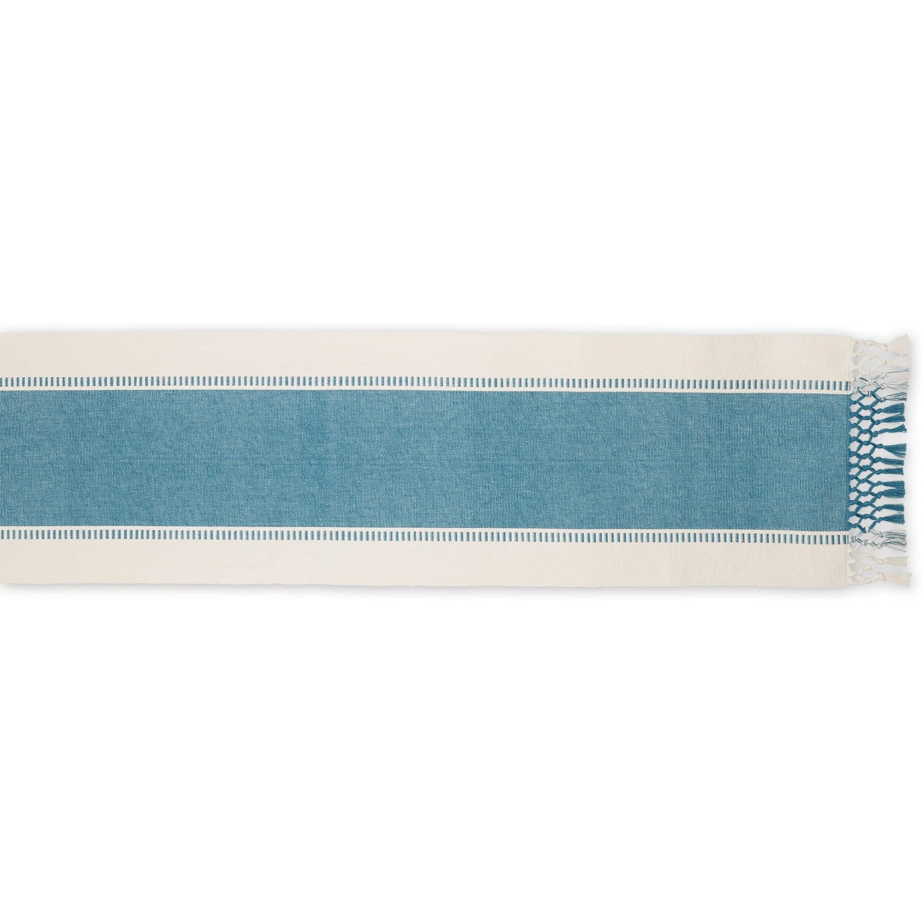 STORM BLUE DOBBY STRIPE RIBBED TABLE RUNNER 13x72