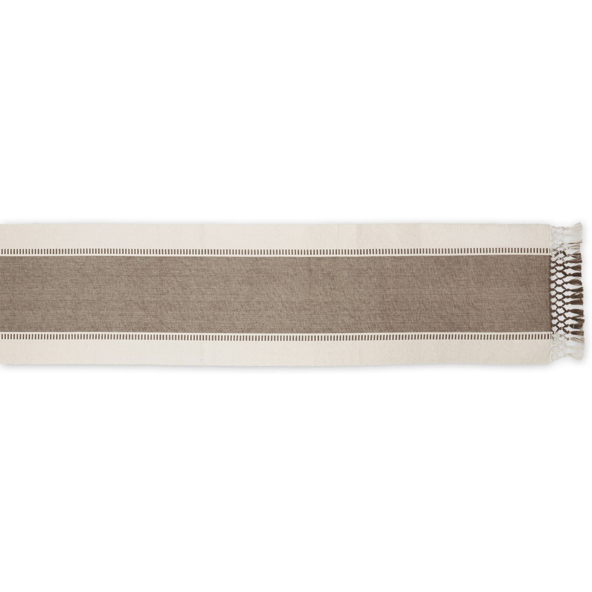 BROWN DOBBY STRIPE RIBBED TABLE RUNNER 13x72