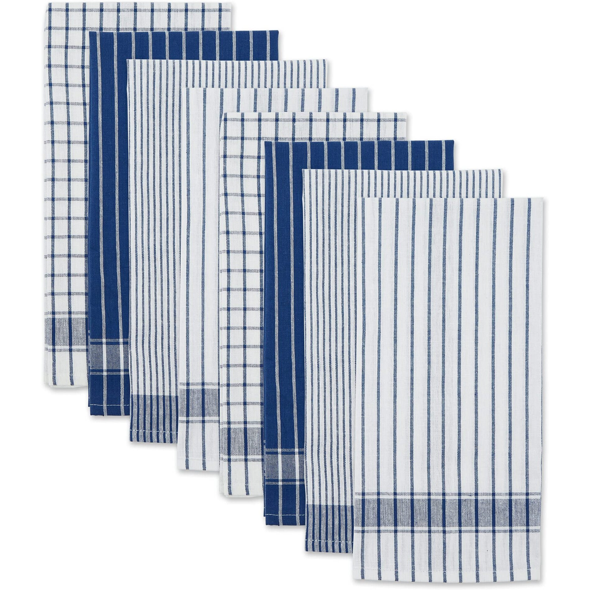 NAUTICAL BLUE BASIC DISHTOWEL SET/8