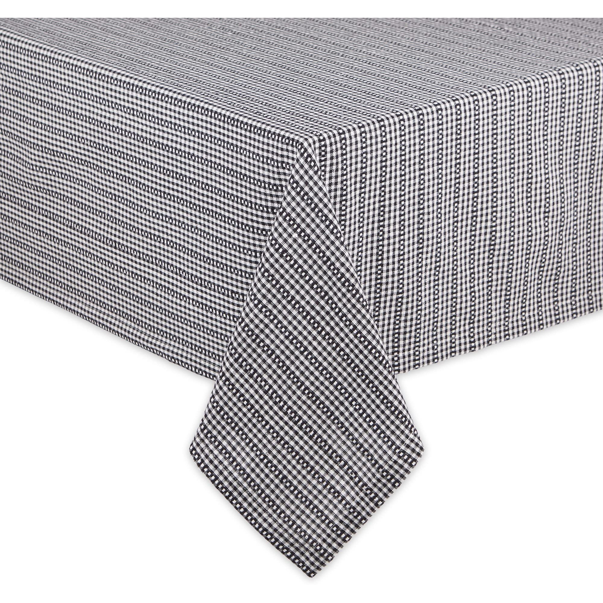 BLACK FARMHOUSE GINGHAM TABLECOTH 52x52