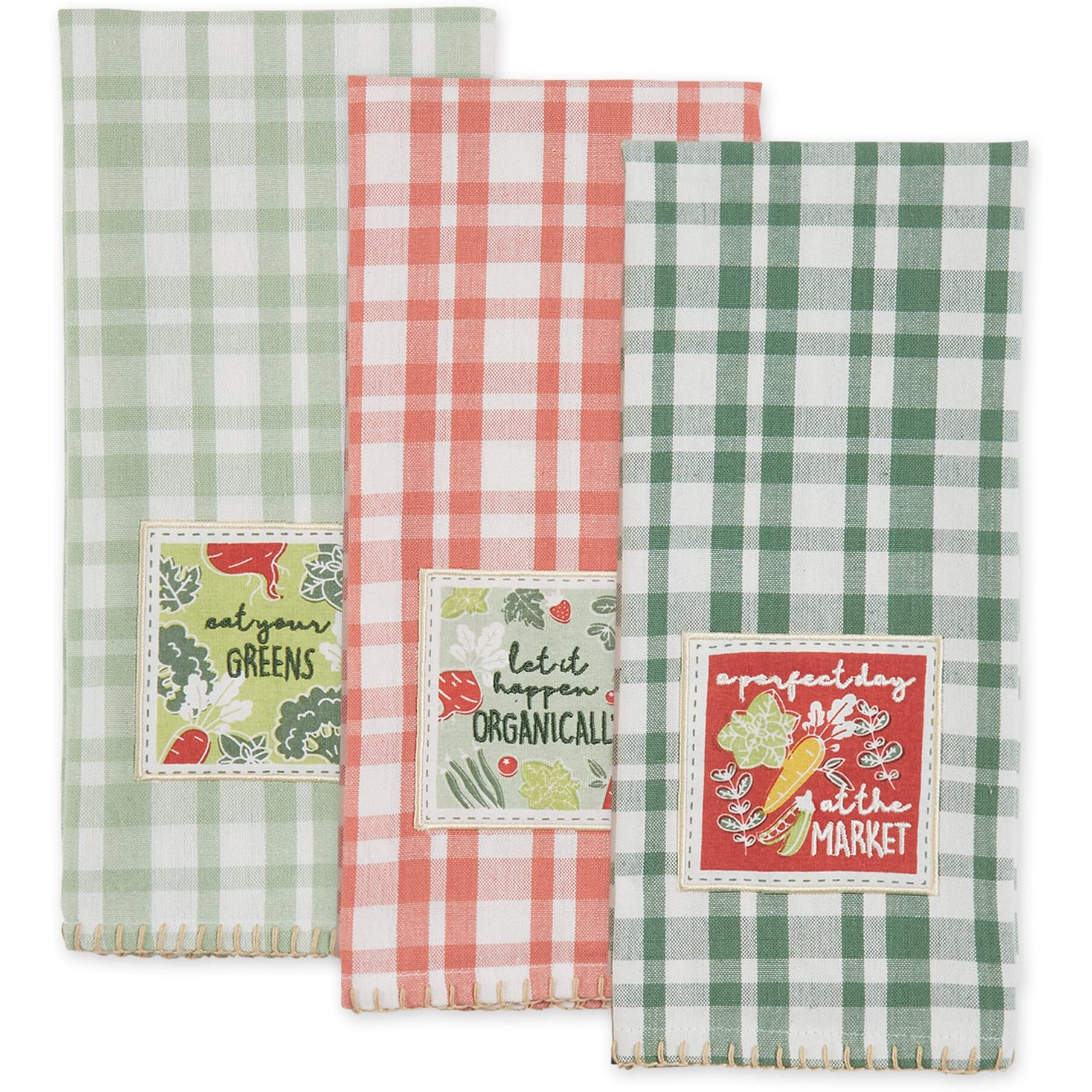 FRESH MARKET EMBELLISHED DISHTOWEL SET/3