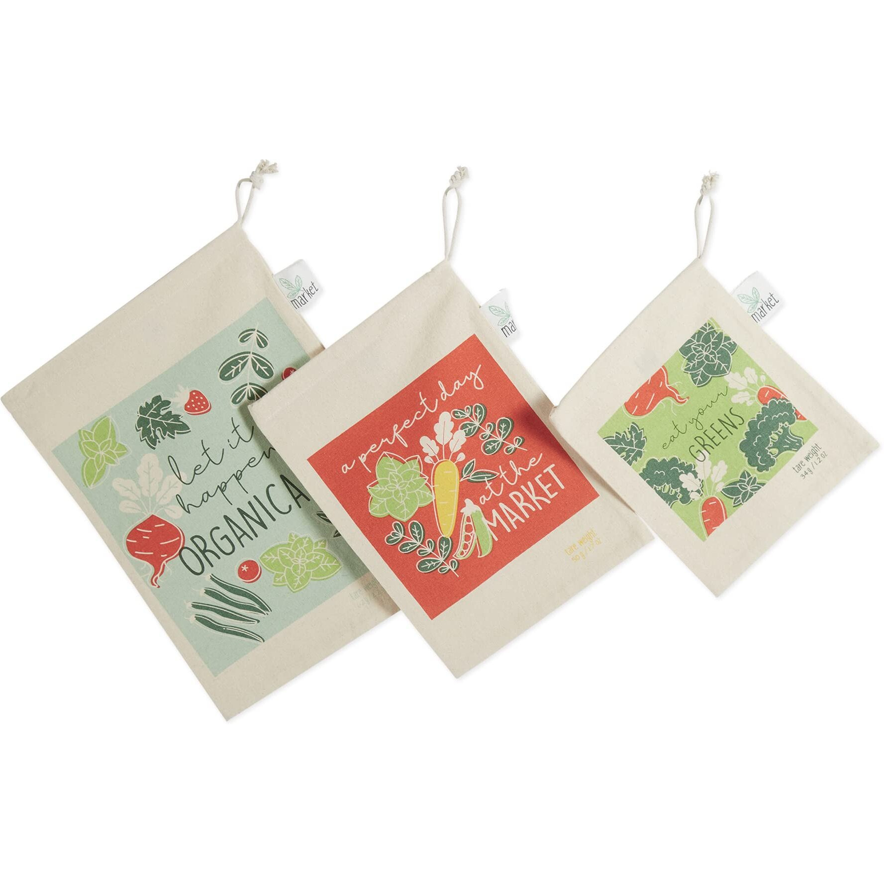 ORGANIC GREENS MARKET PRODUCE BAGS SET/3
