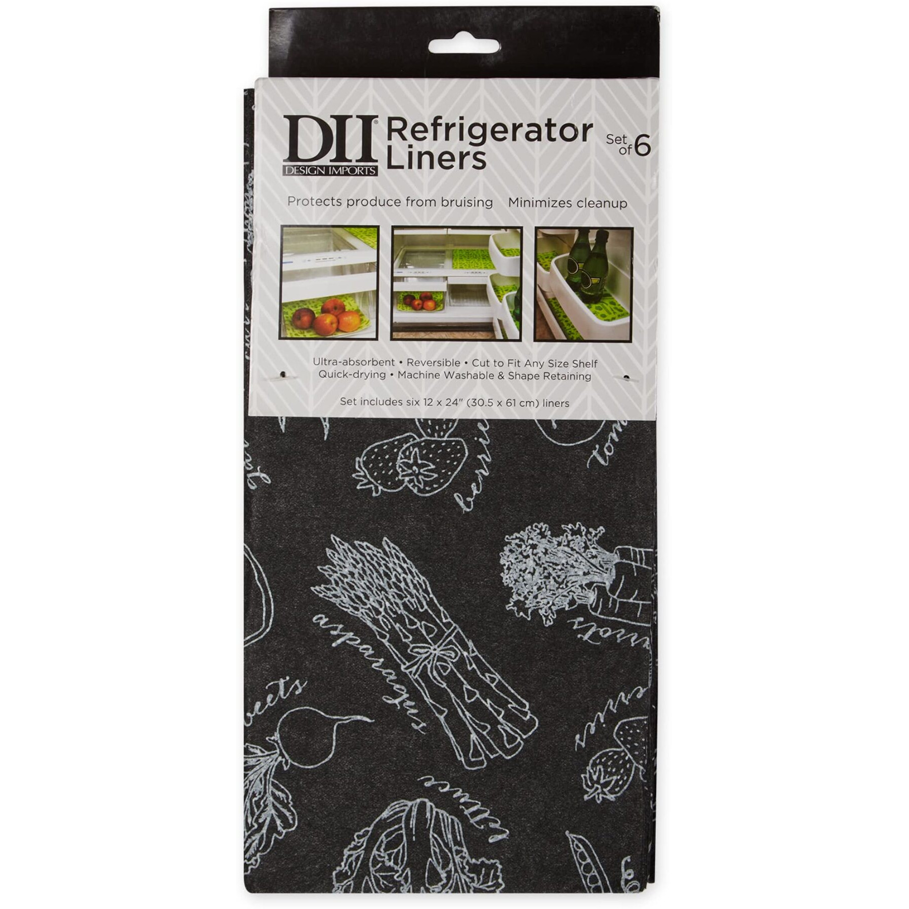 BLACK MARKET PRINT FRIDGE LINER SET/6