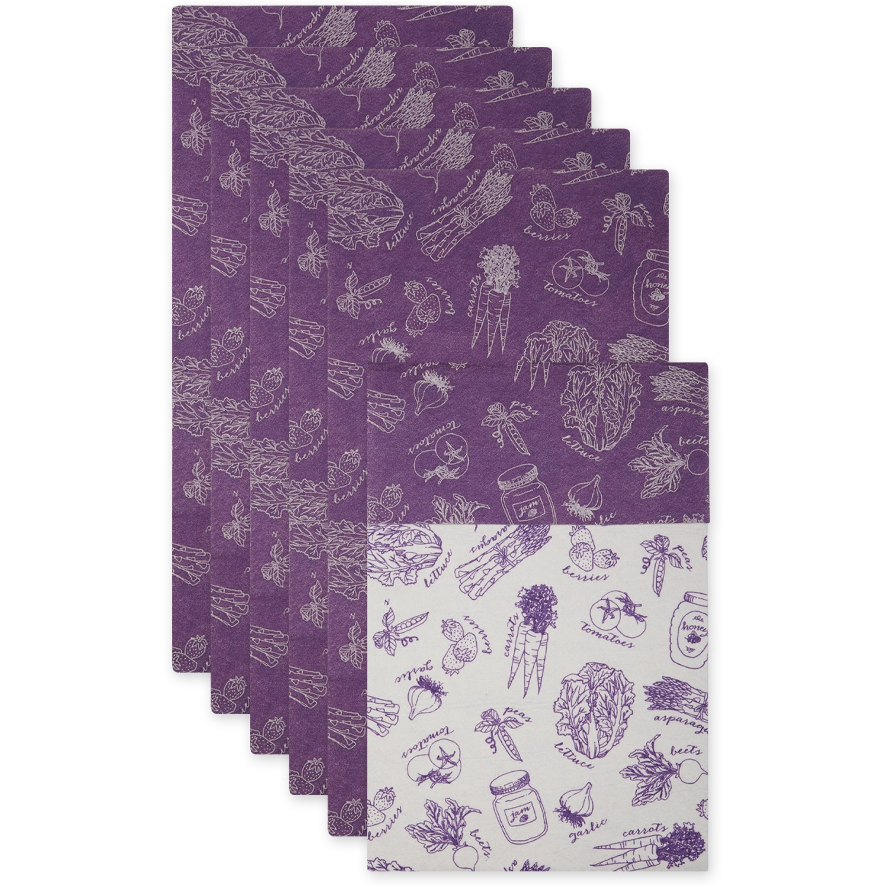 EGGPLANT MARKET PRINT FRIDGE LINER SET/6