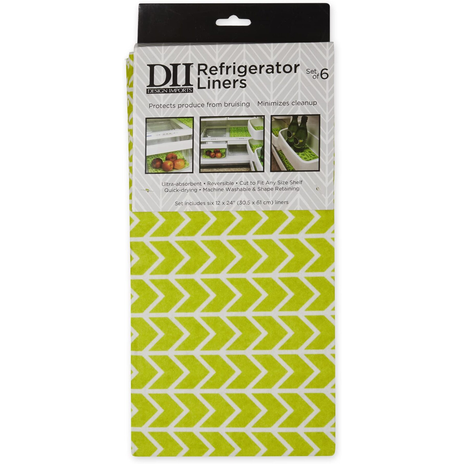 AVOCADO HERRINGBONE PRINT FRIDGE LINER SET/6