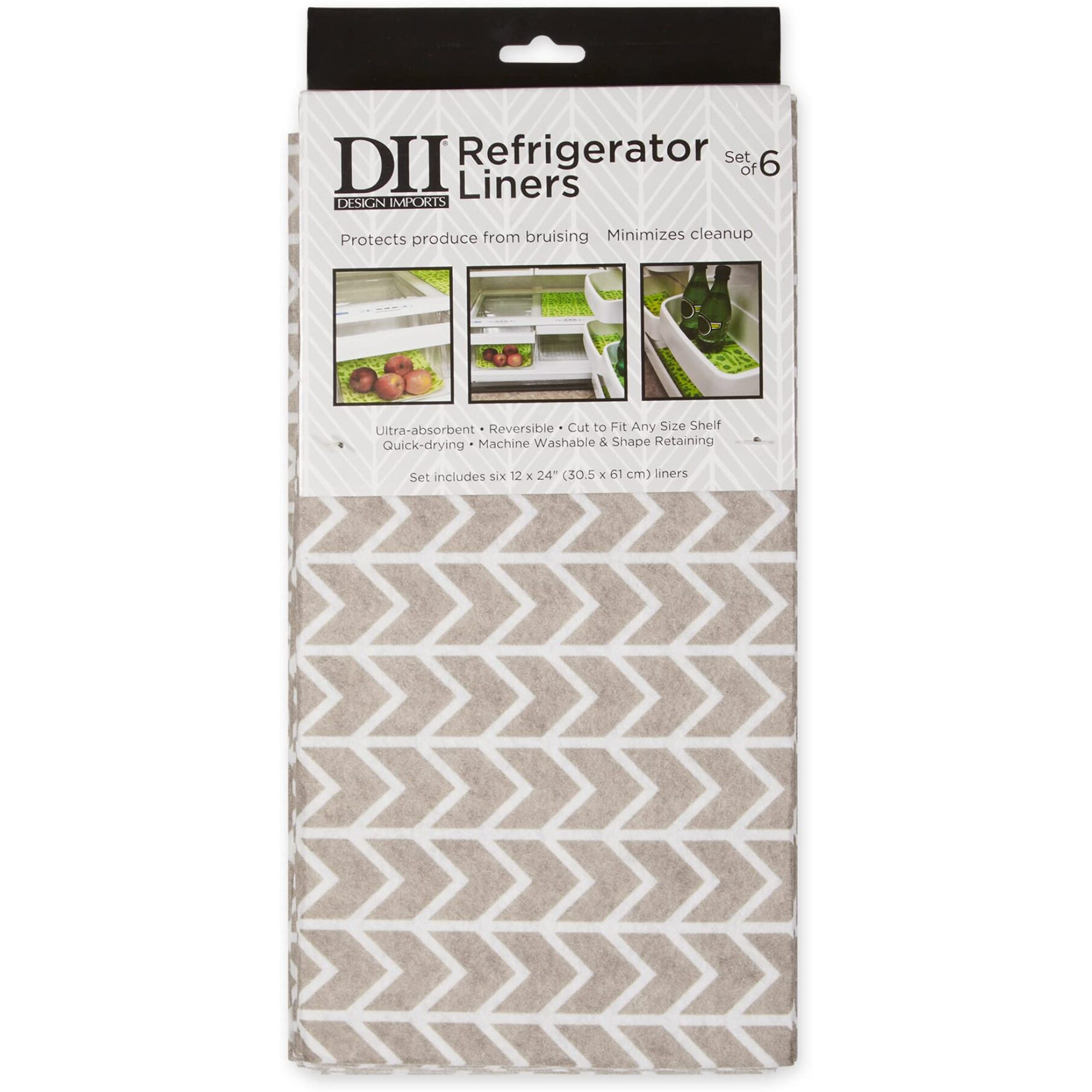 STONE HERRINGBONE PRINT FRIDGE LINER SET/6