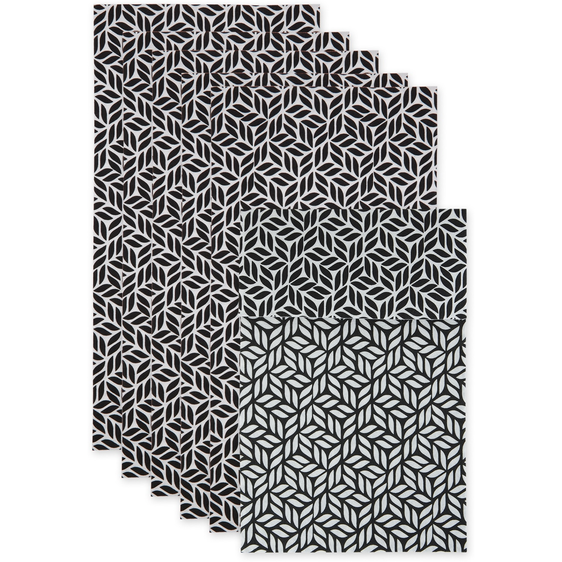 BLACK ABSTRACT LEAF PRINT FRIDGE LINER SET/6