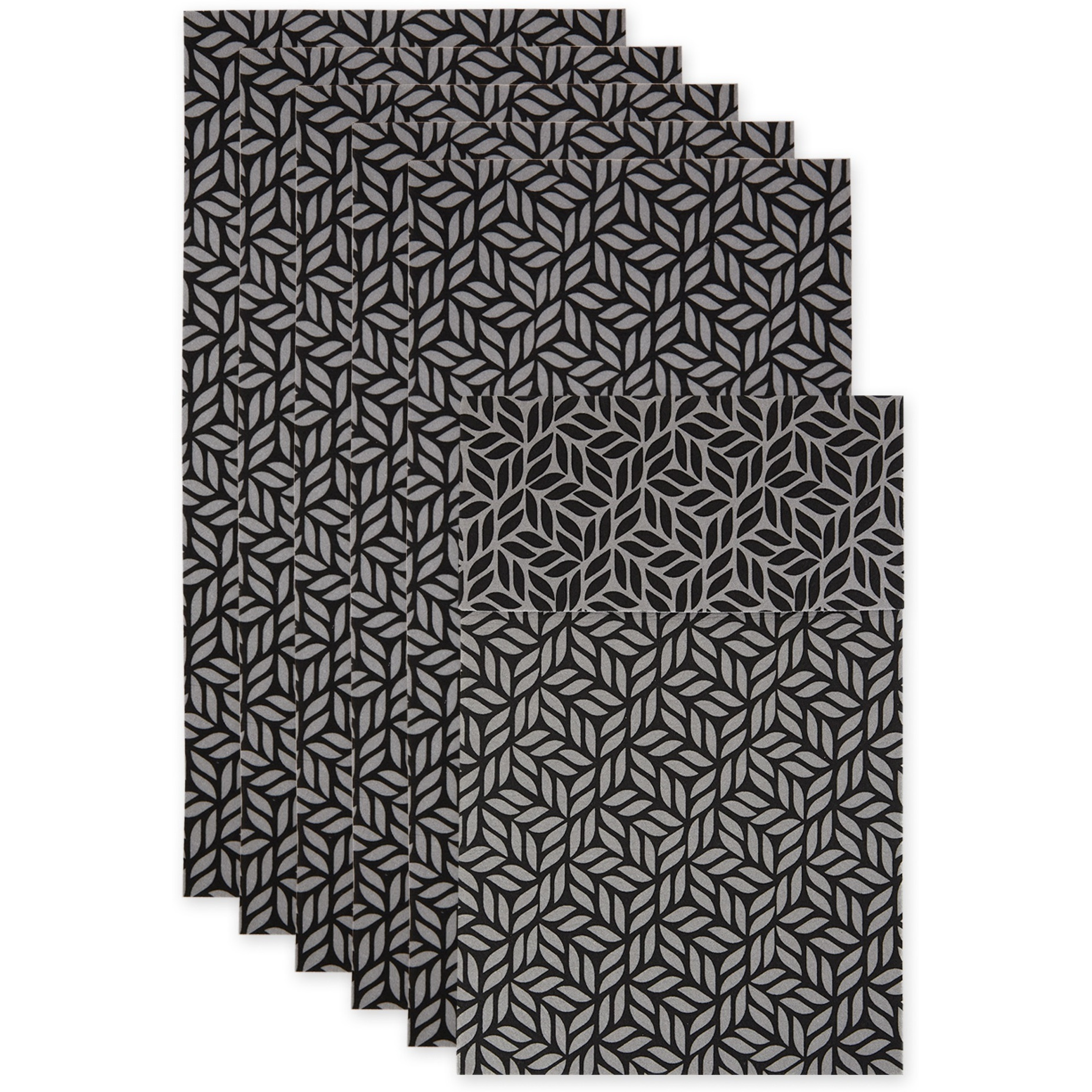 GRAY ABSTRACT LEAF PRINT FRIDGE LINER SET/6