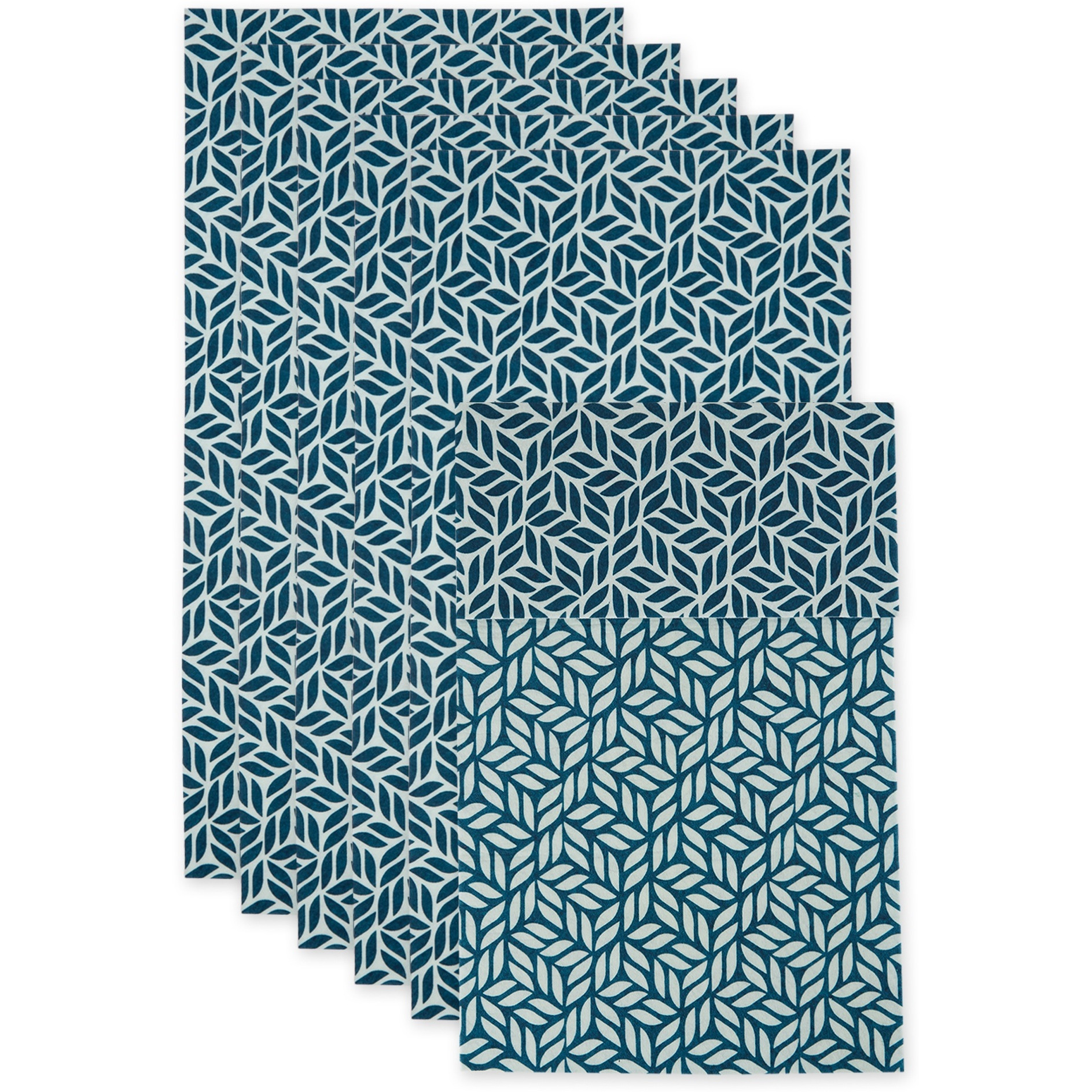 NAUTICAL BLUE ABSTRACT LEAF PRINT FRIDGE LINER SET/6