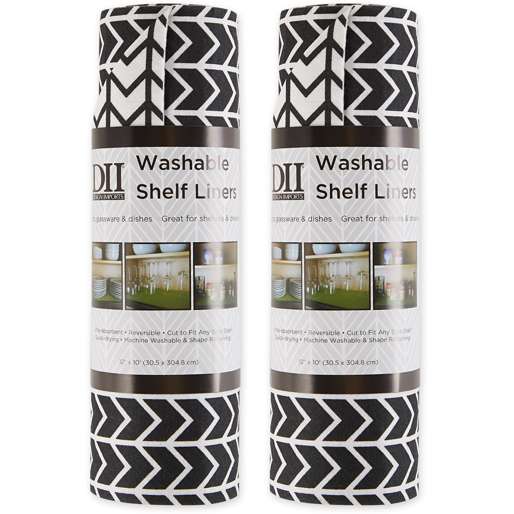 BLACK HERRINGBONE SHELF LINER SET/2