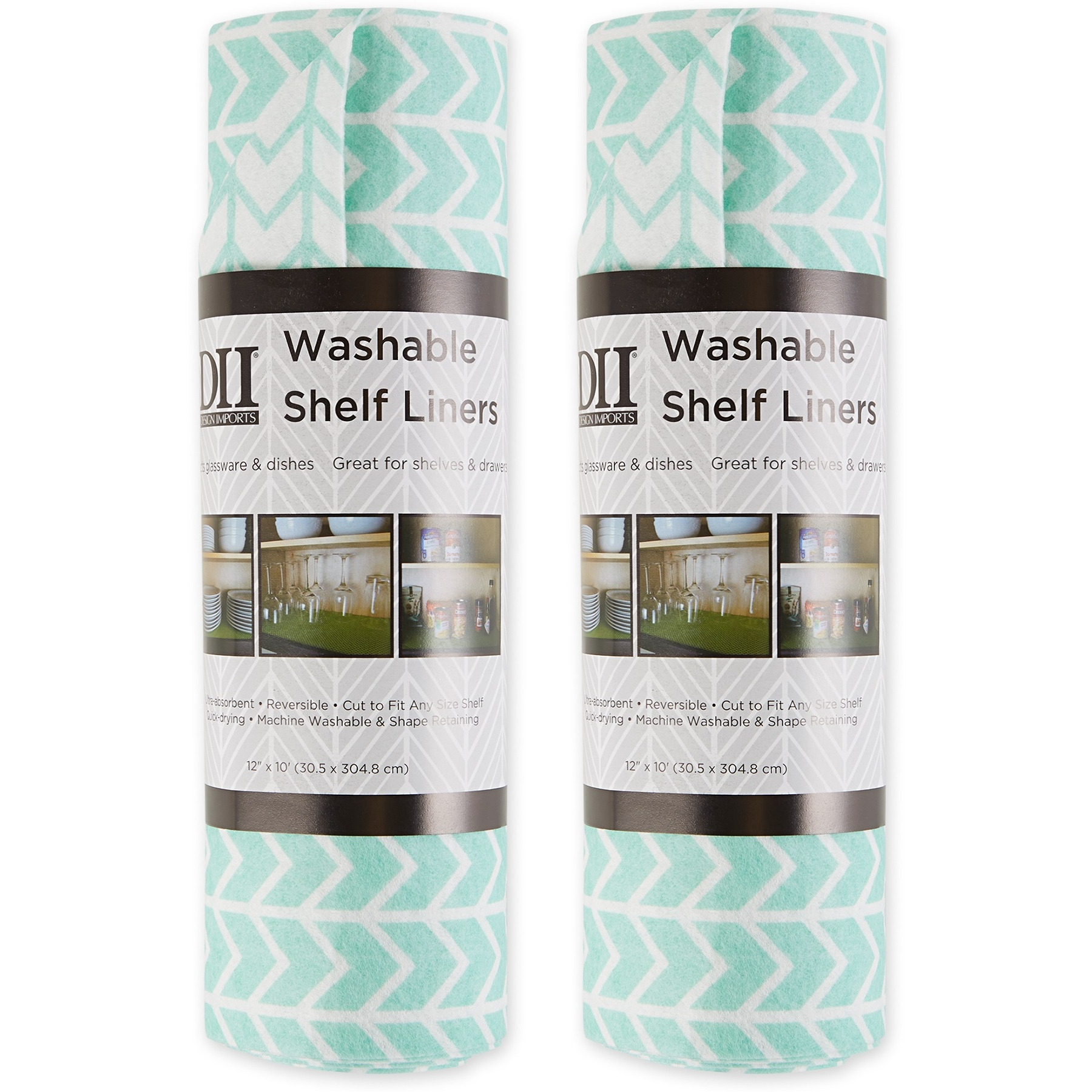 BRIGHT AQUA HERRINGBONE SHELF LINER SET/2
