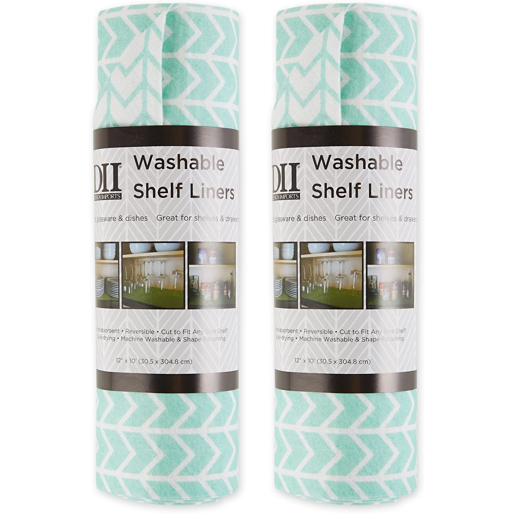 BRIGHT AQUA HERRINGBONE SHELF LINER SET/2
