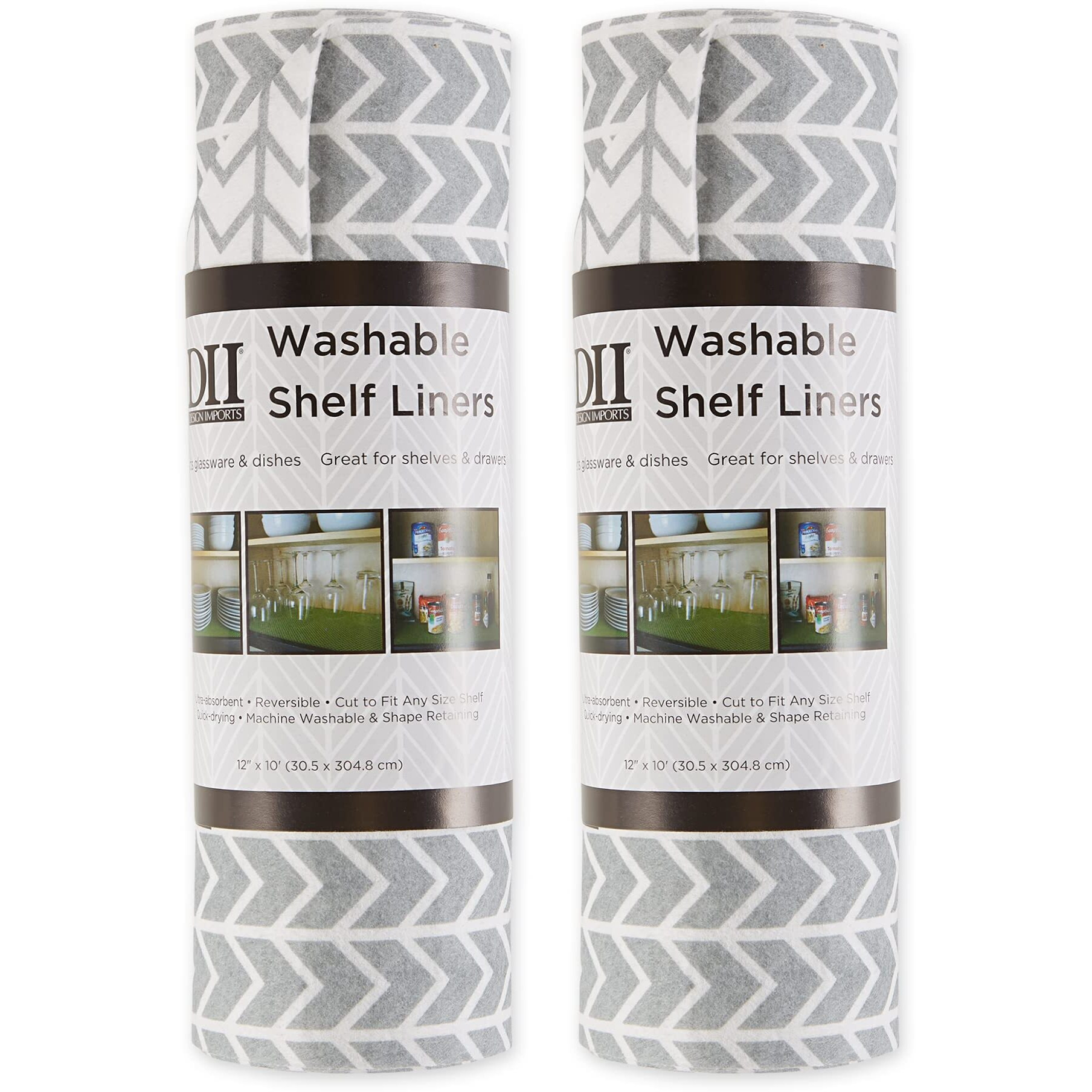 GRAY HERRINGBONE SHELF LINER SET/2