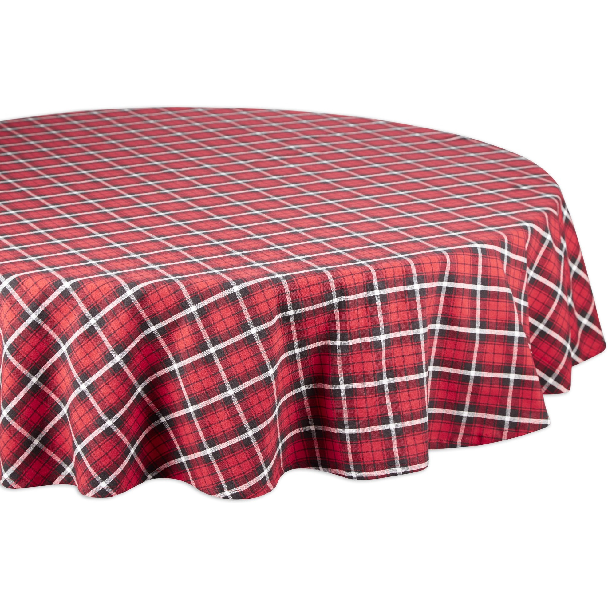 GLAD TIDINGS PLAID TABLECLOTH 70 ROUND
