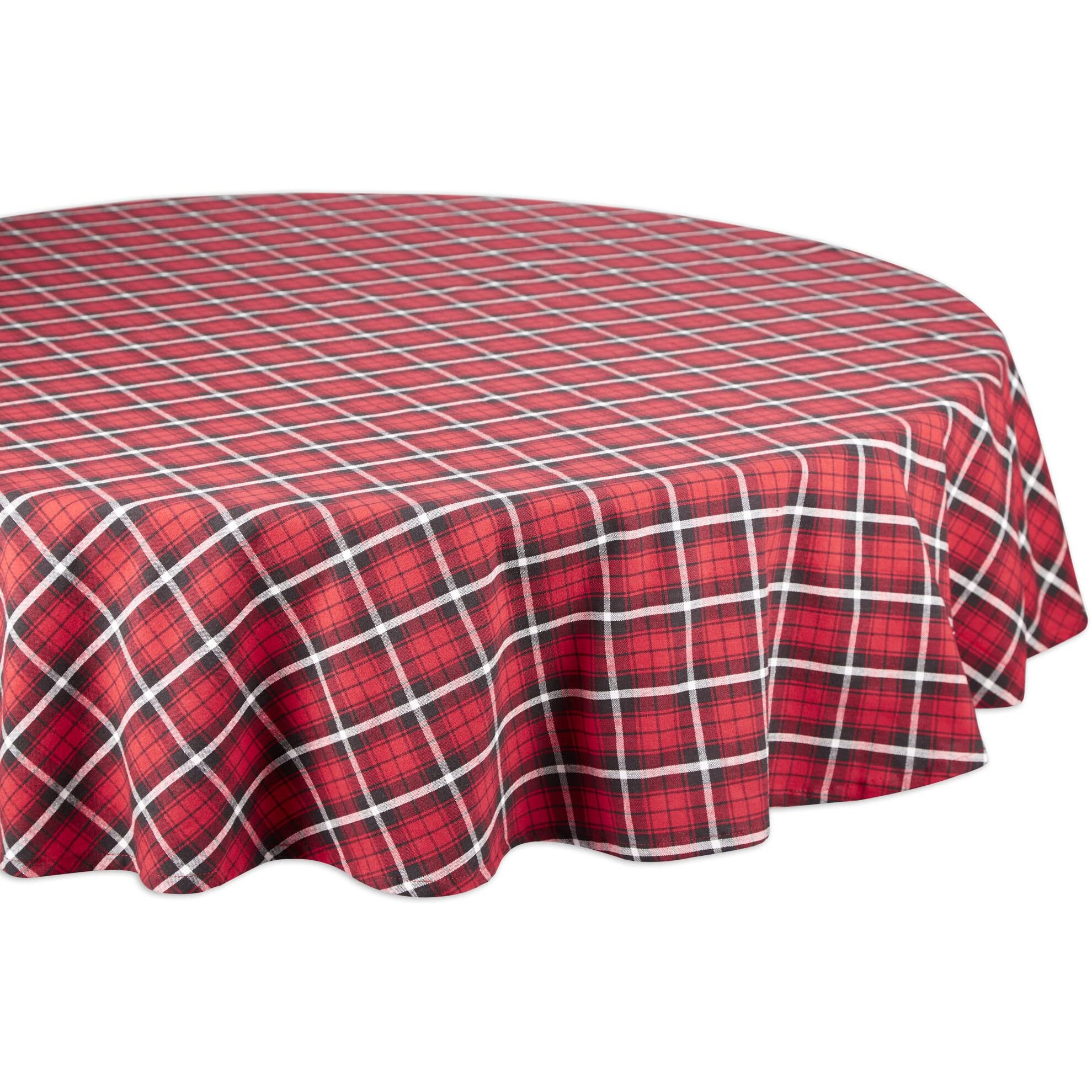 GLAD TIDINGS PLAID TABLECLOTH 70 ROUND