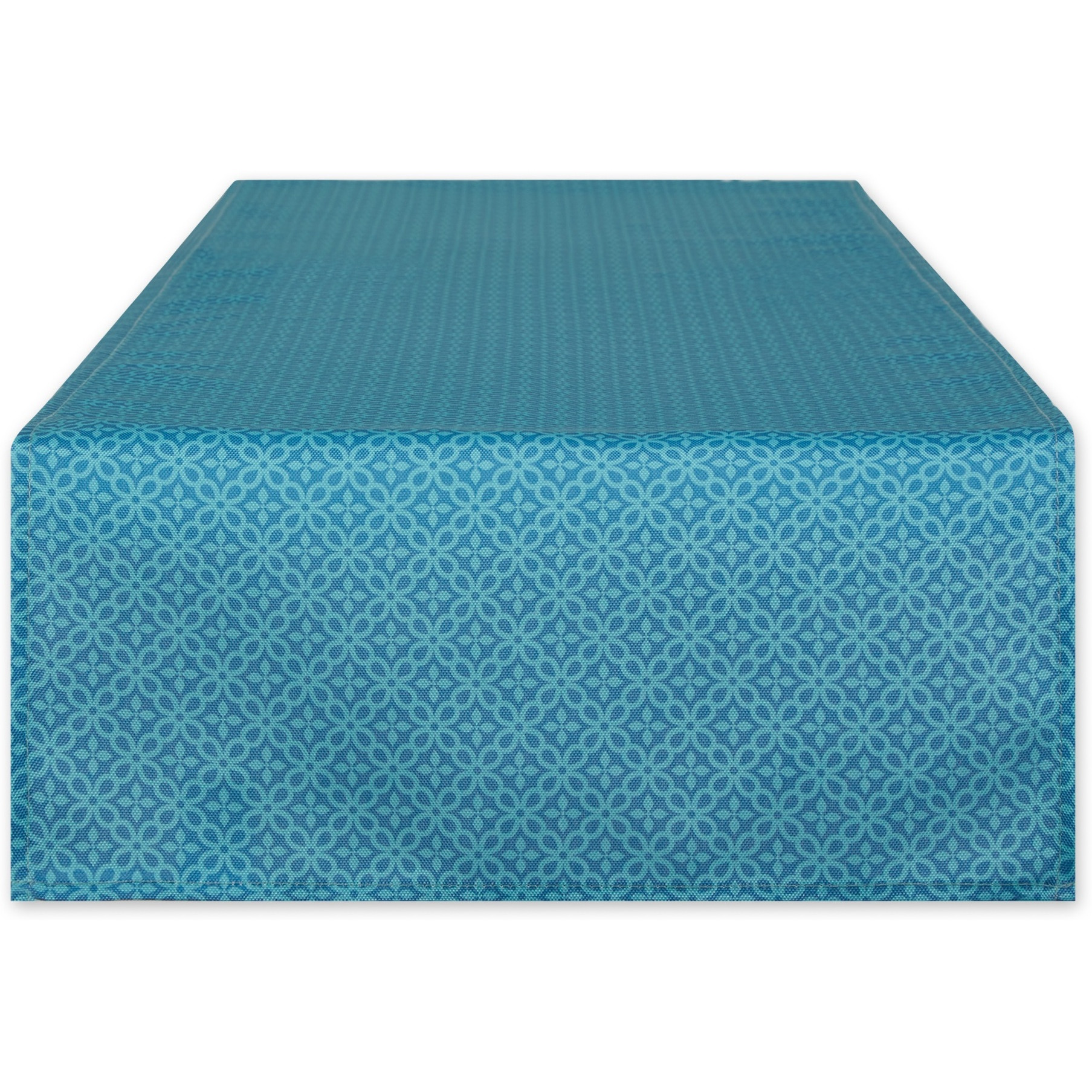 STORM BLUE TONAL LATTICE PRINT OUTDOOR TABLE RUNNER 14x72