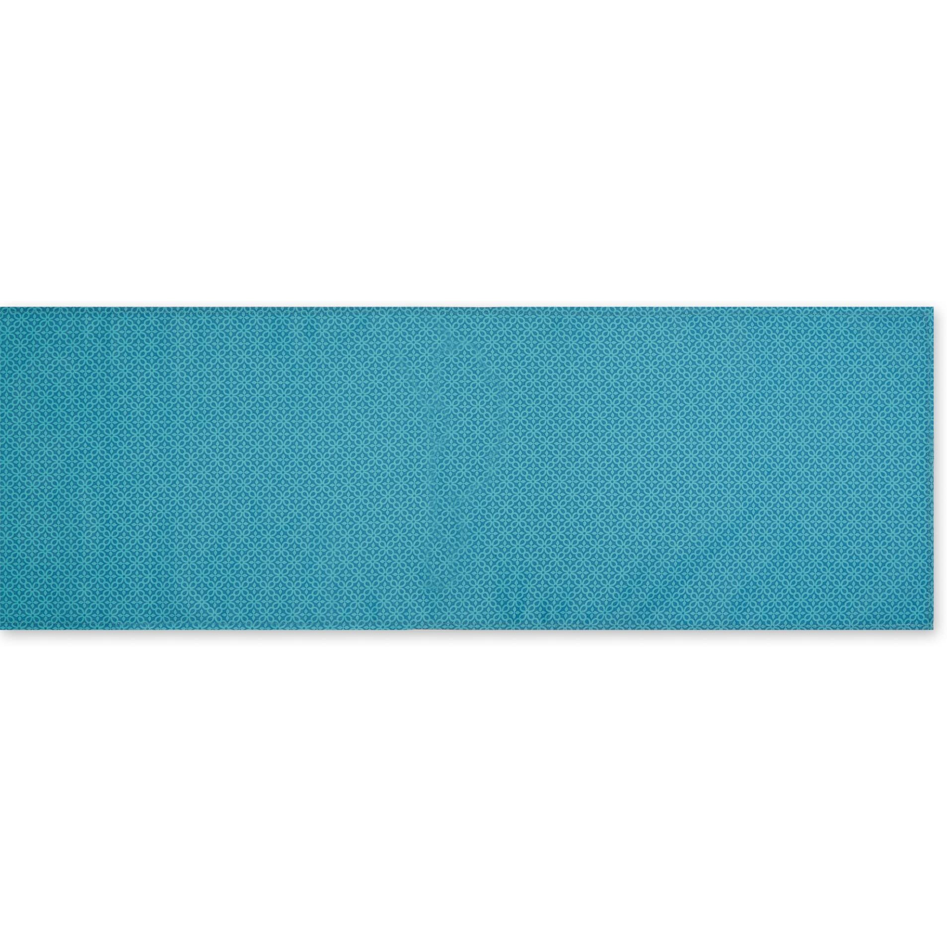 STORM BLUE TONAL LATTICE PRINT OUTDOOR TABLE RUNNER 14x72
