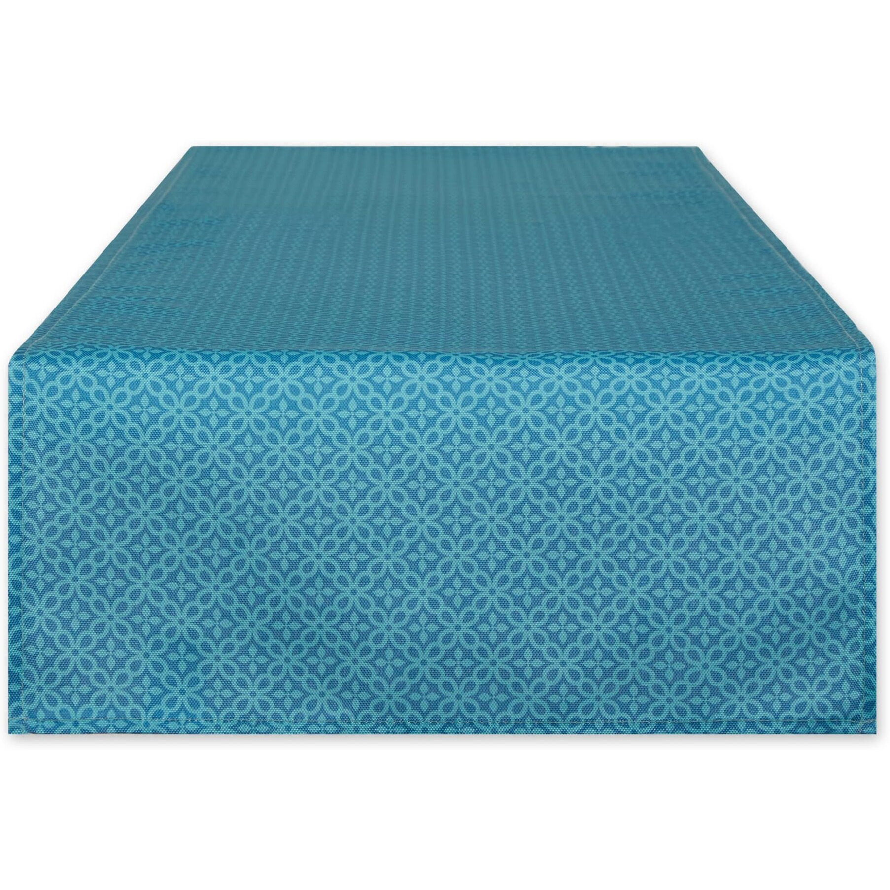 STORM BLUE TONAL LATTICE PRINT OUTDOOR TABLE RUNNER 14x72