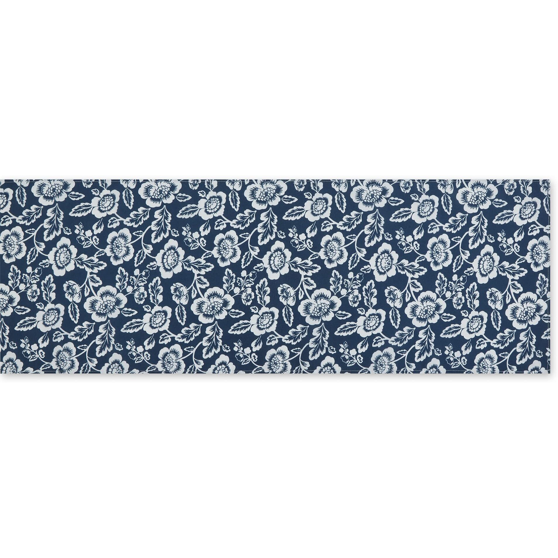 NAUTICAL BLUE  FLORAL PRINT OUTDOOR TABLE RUNNER 14x72