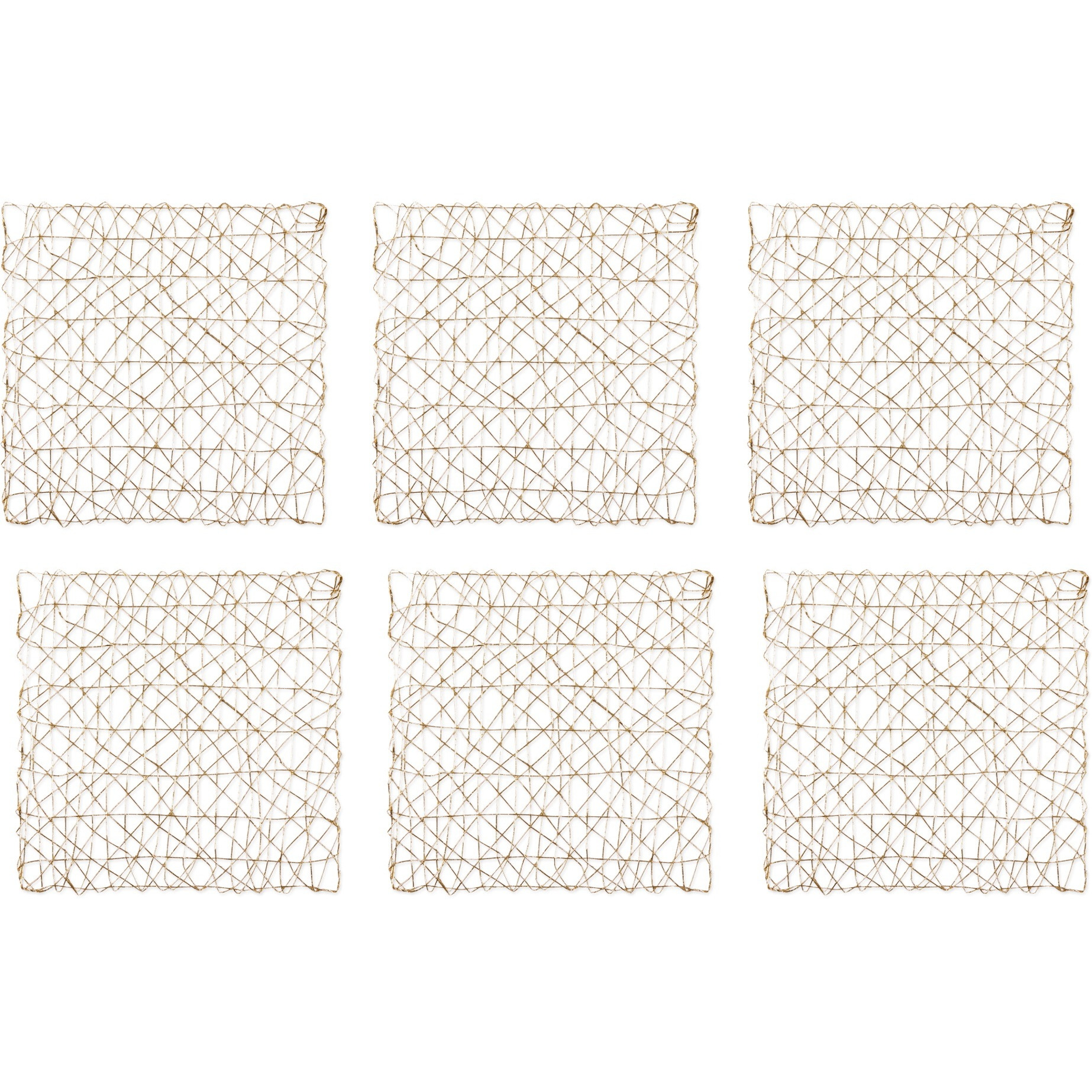 GOLD WOVEN PAPER SQUARE PLACEMAT SET/6