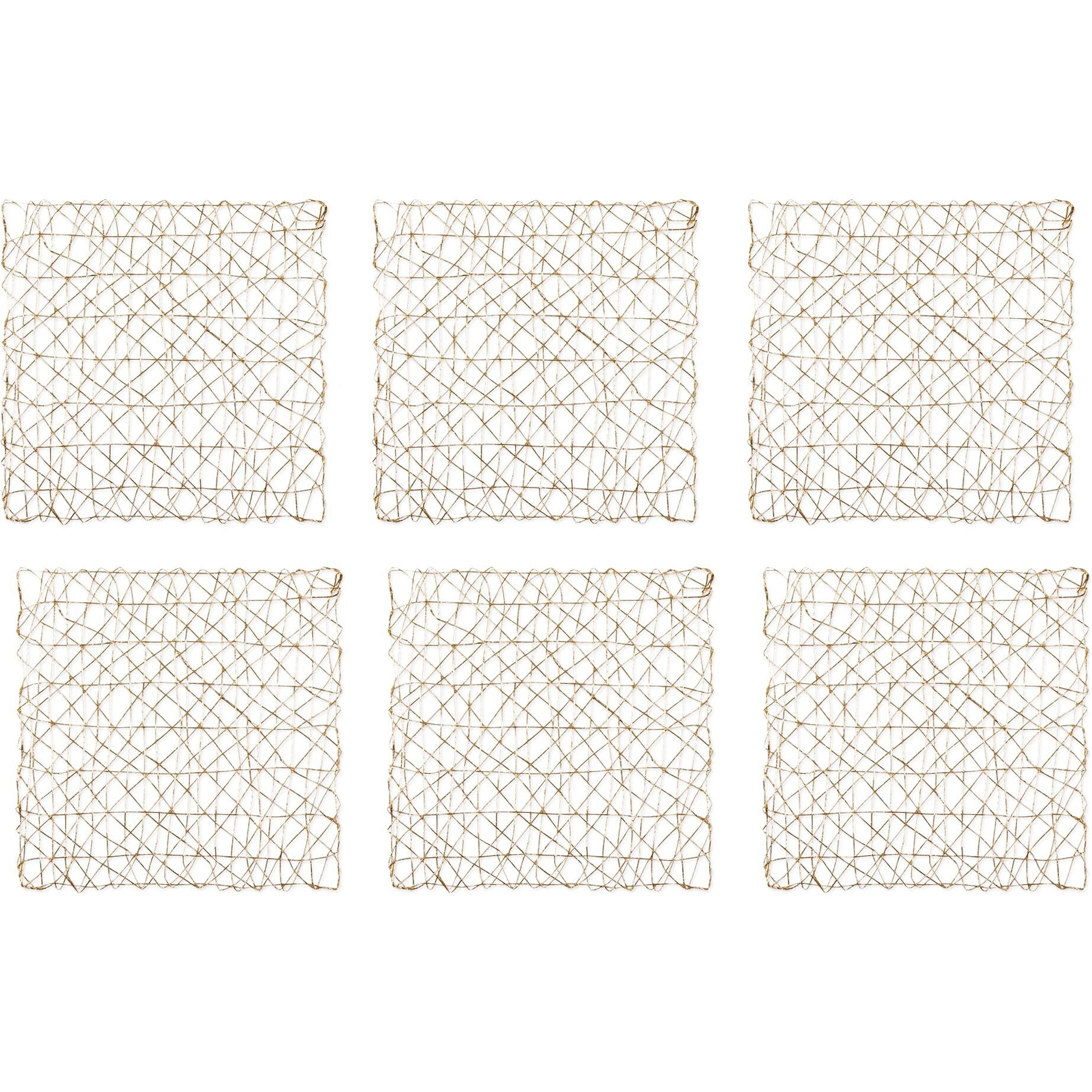 GOLD WOVEN PAPER SQUARE PLACEMAT SET/6