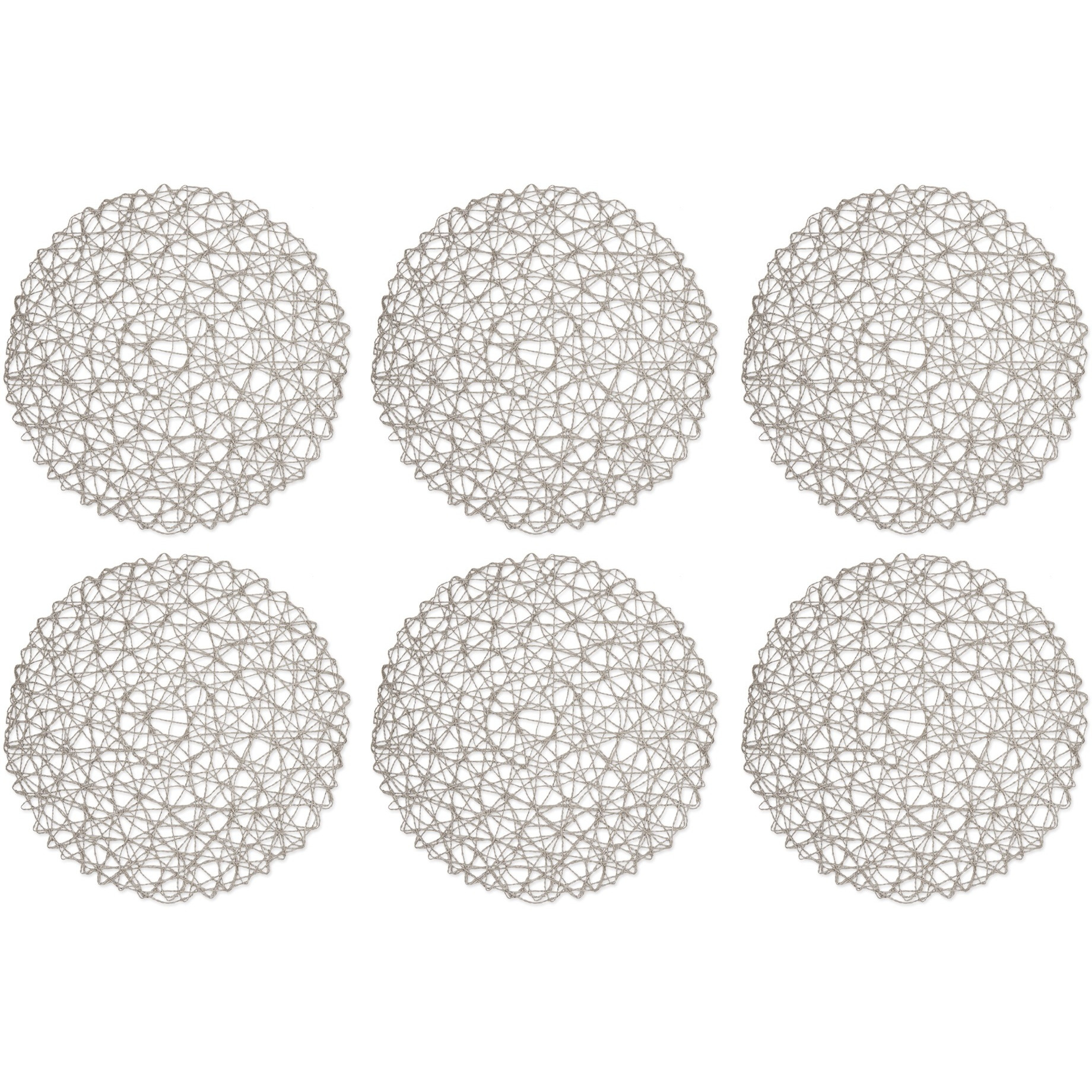 GRAY WOVEN PAPER ROUND PLACEMAT SET/6