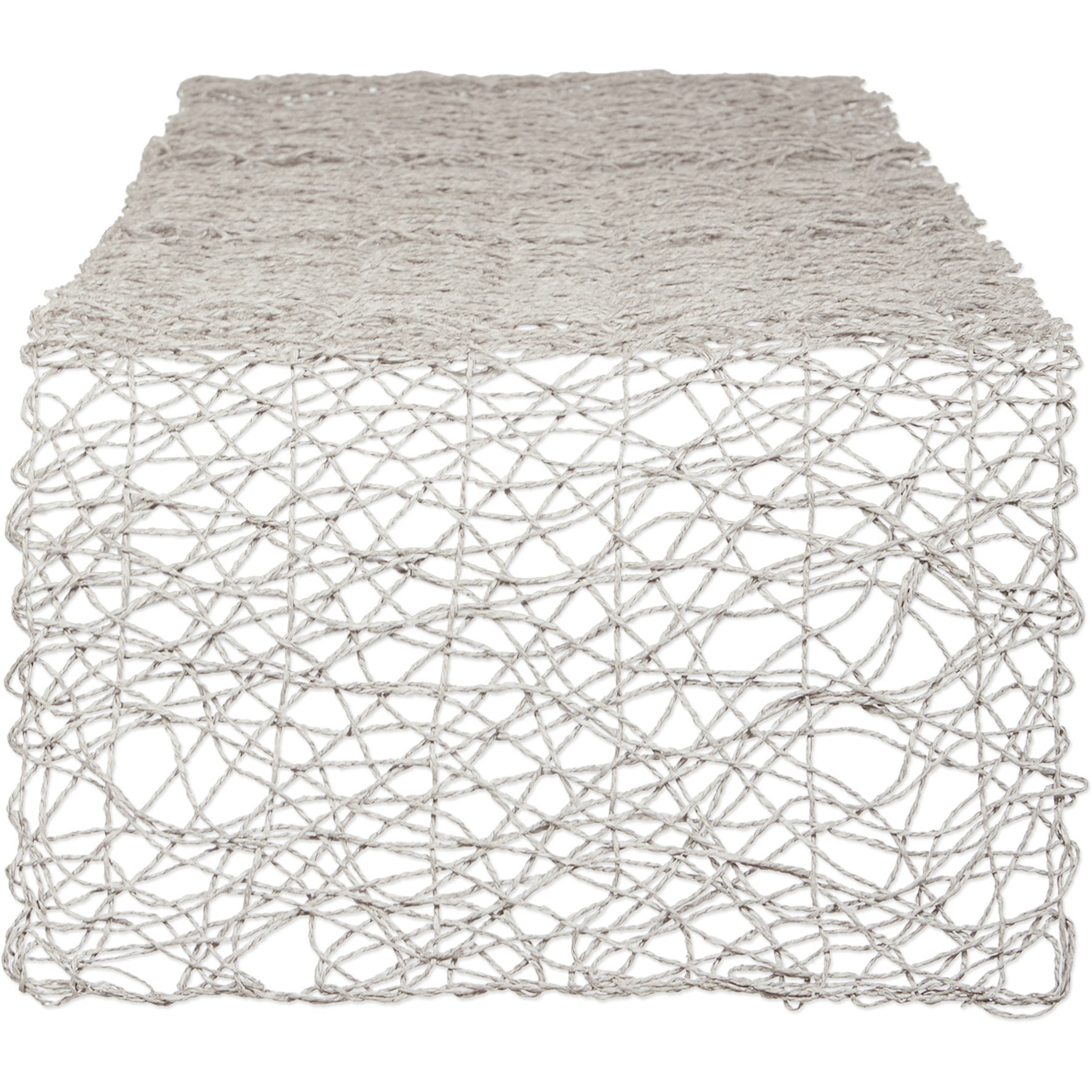 GRAY WOVEN PAPER TABLE RUNNER 14x72