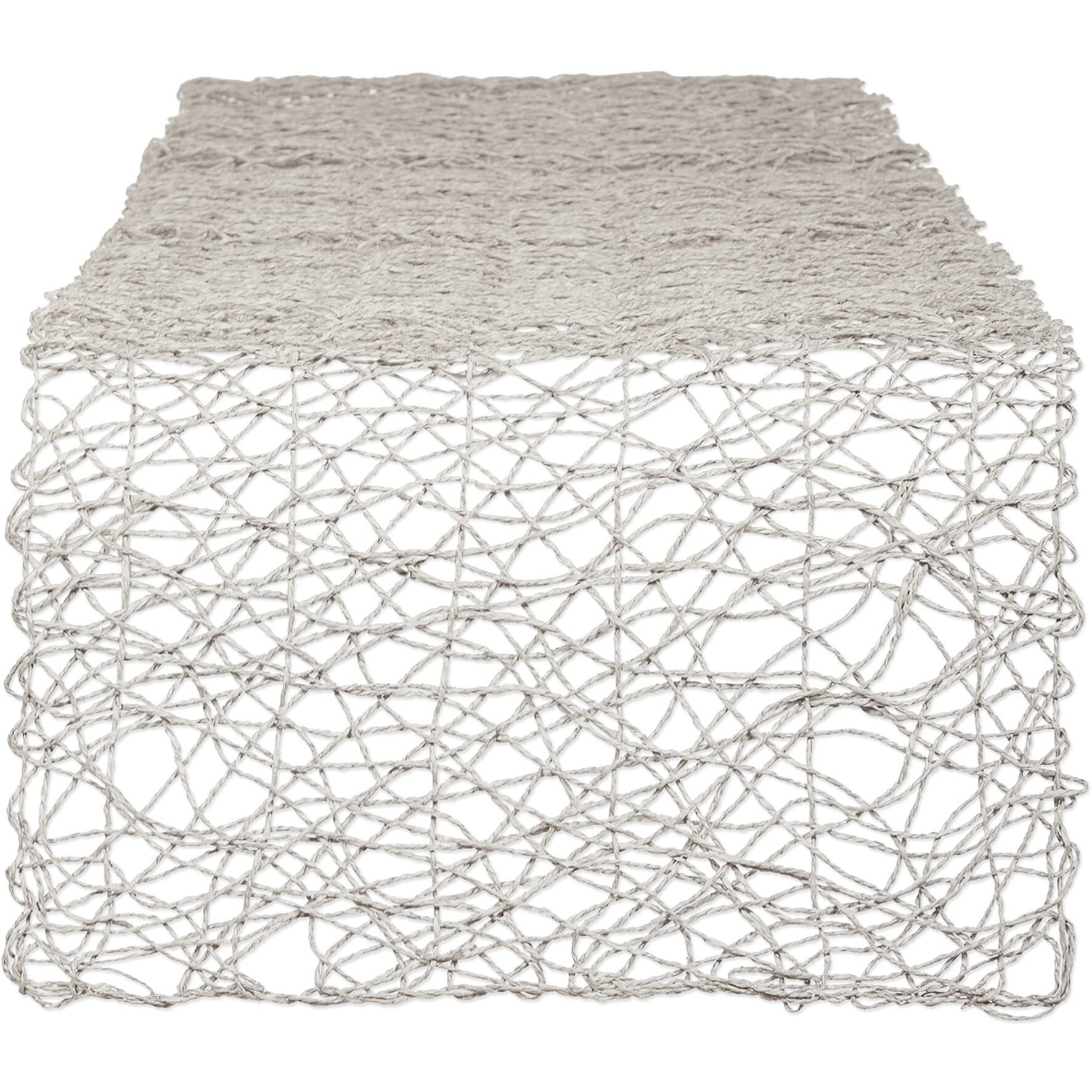 GRAY WOVEN PAPER TABLE RUNNER 14x72