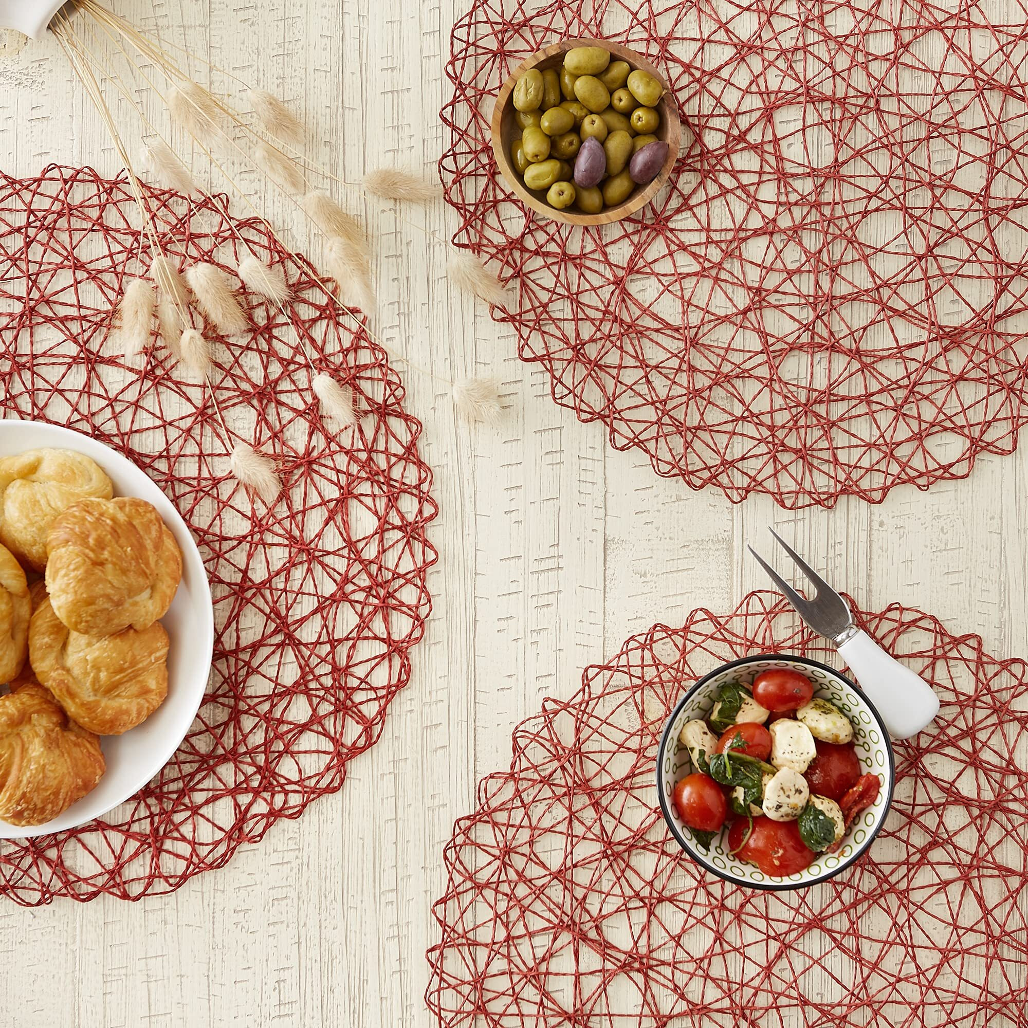 SPICE  WOVEN PAPER ROUND PLACEMAT SET/6