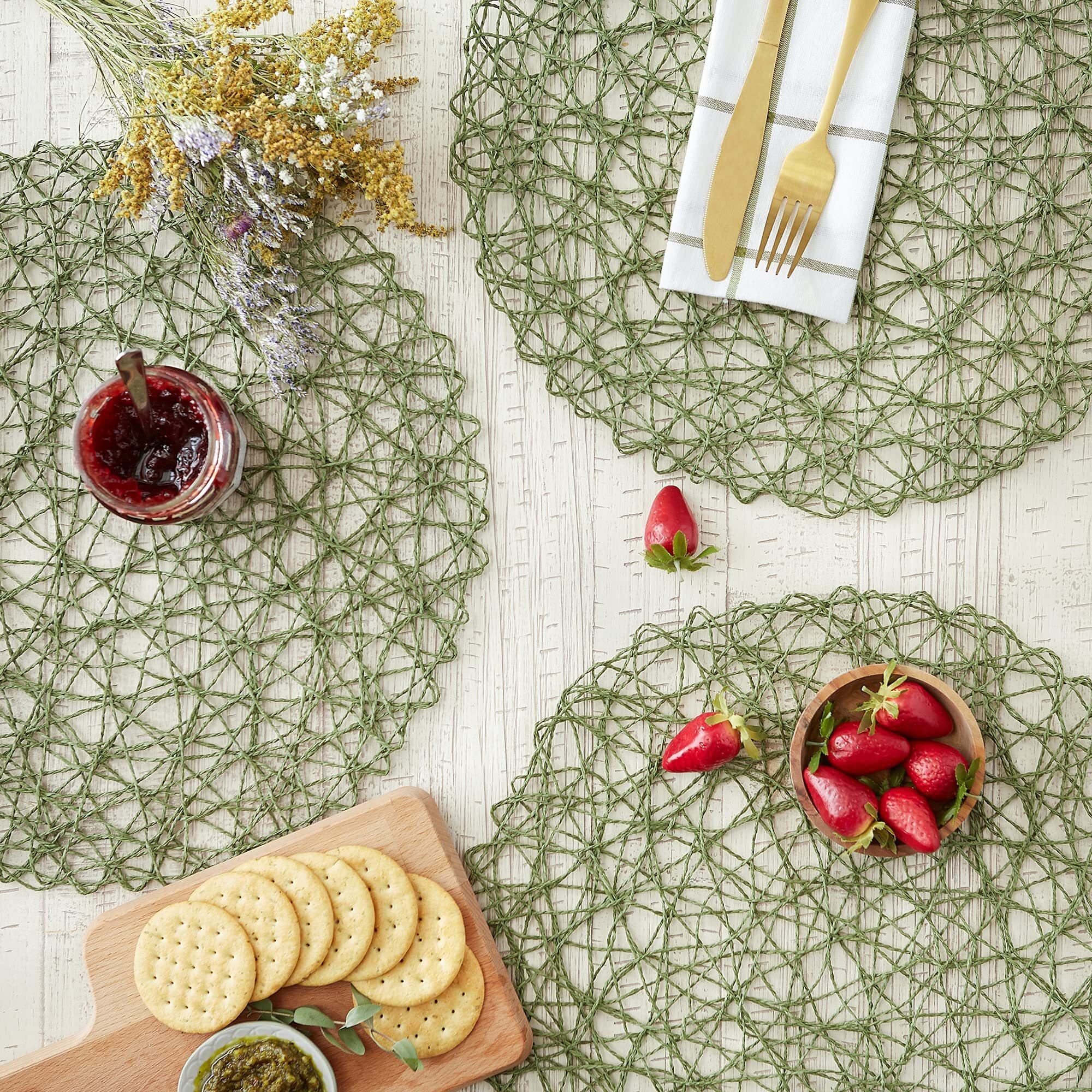 ARTICHOKE WOVEN PAPER ROUND PLACEMAT SET/6