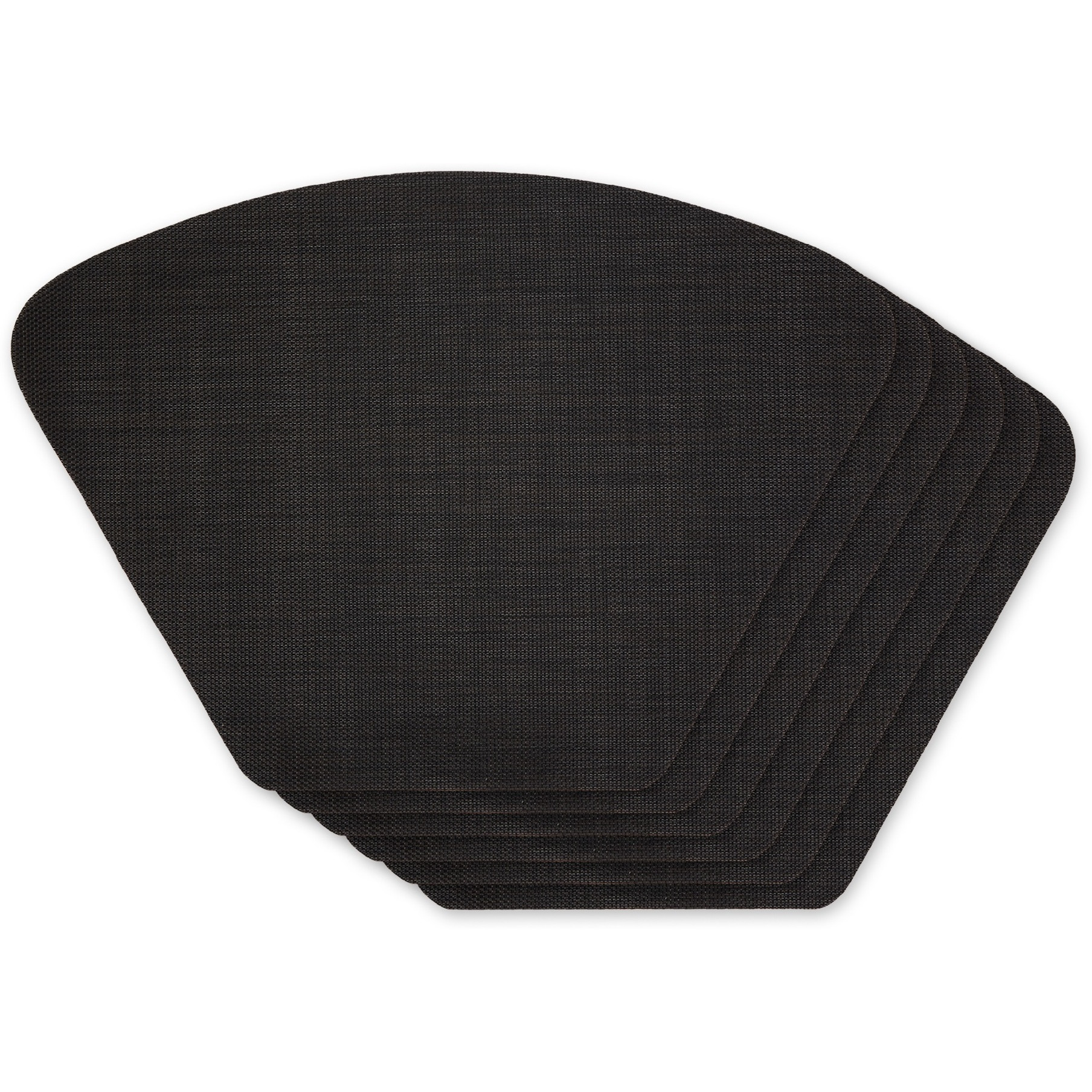 BLACK SOLID ROUND TABLE PLACEMAT SET/6
