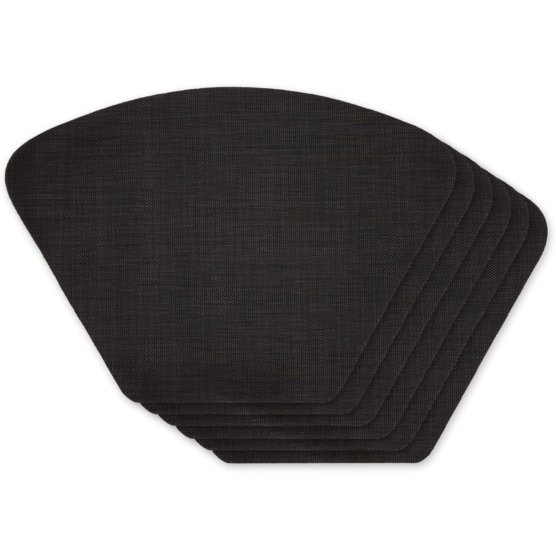 BLACK SOLID ROUND TABLE PLACEMAT SET/6
