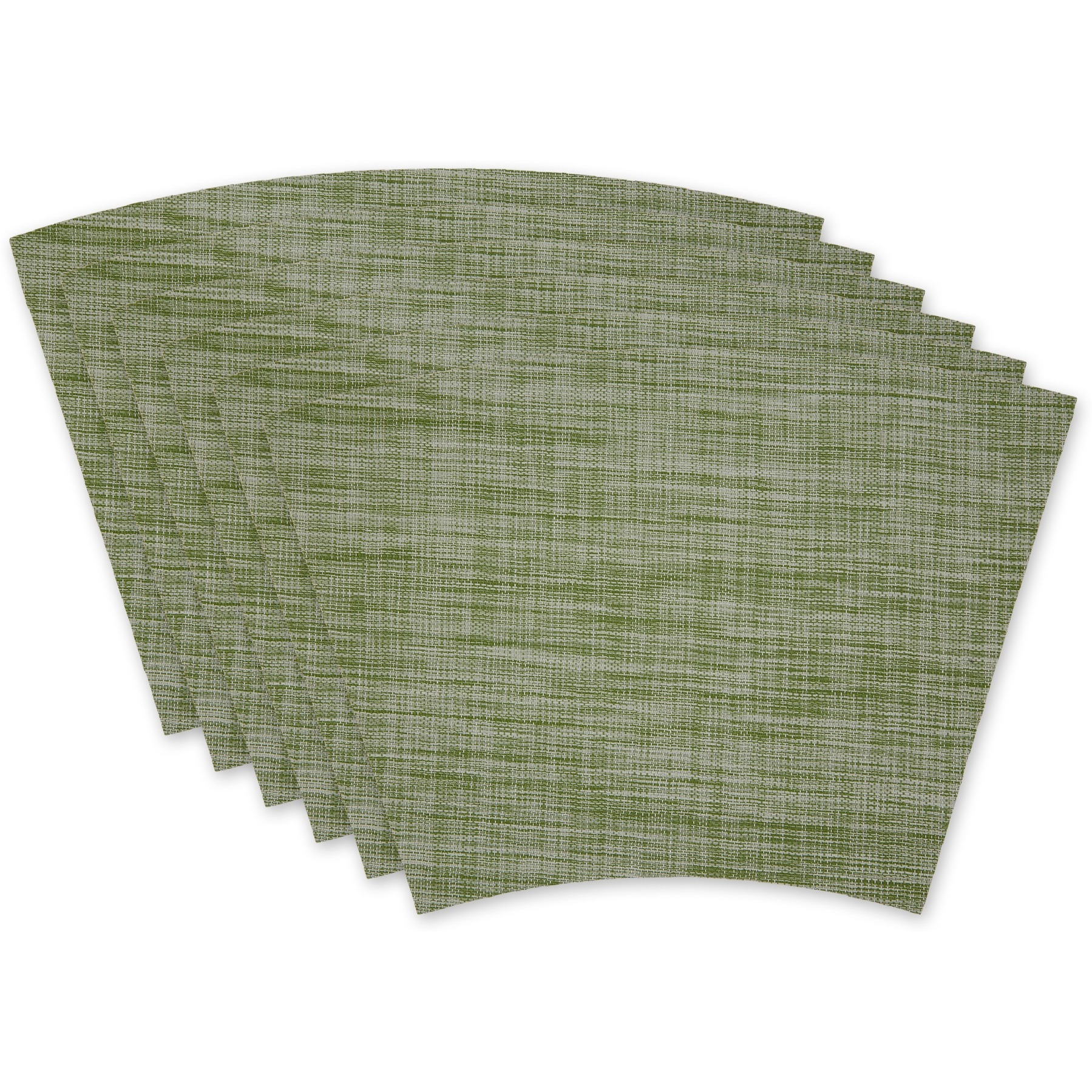 FIG GREEN TWEED ROUND TABLE PLACEMAT SET/6
