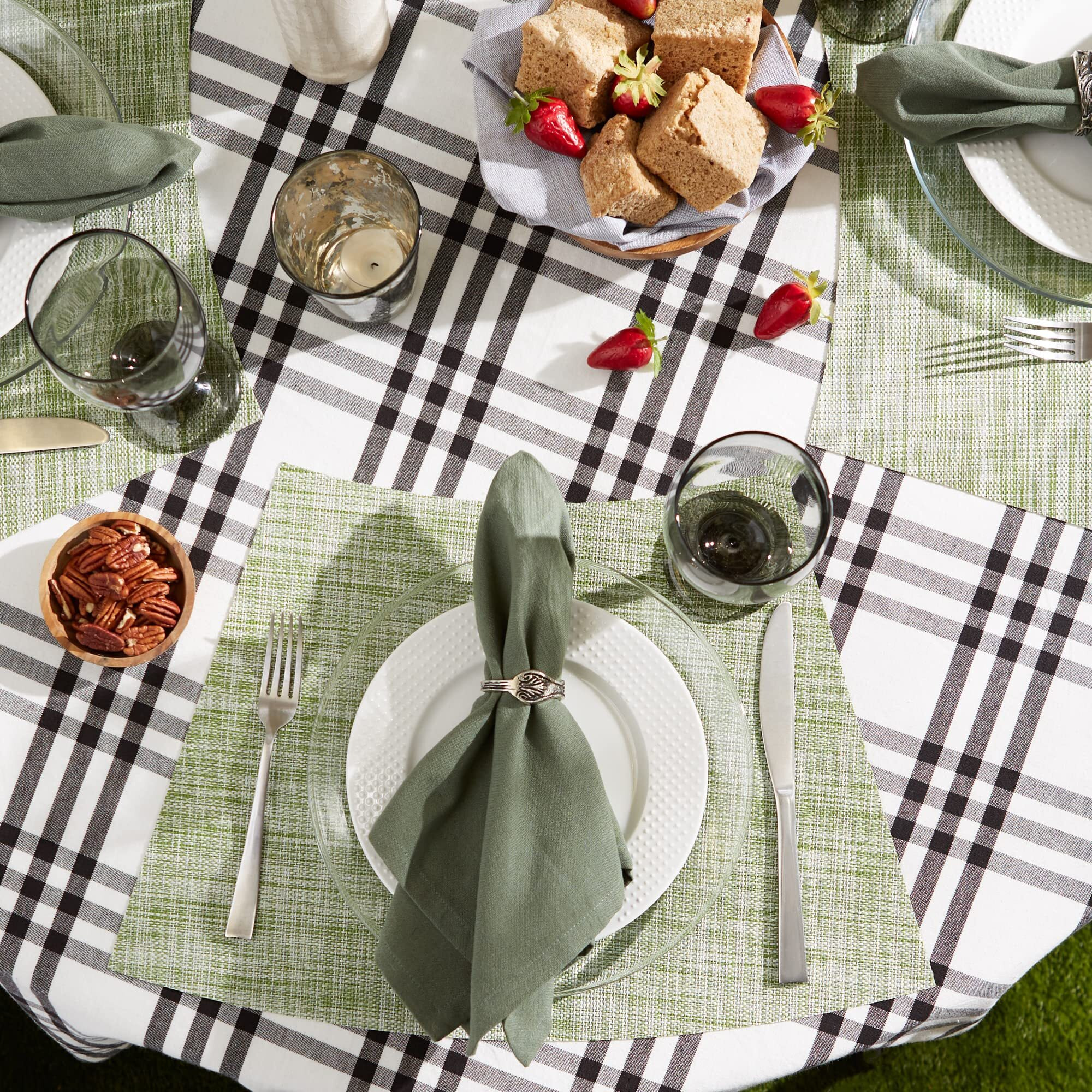 FIG GREEN TWEED ROUND TABLE PLACEMAT SET/6