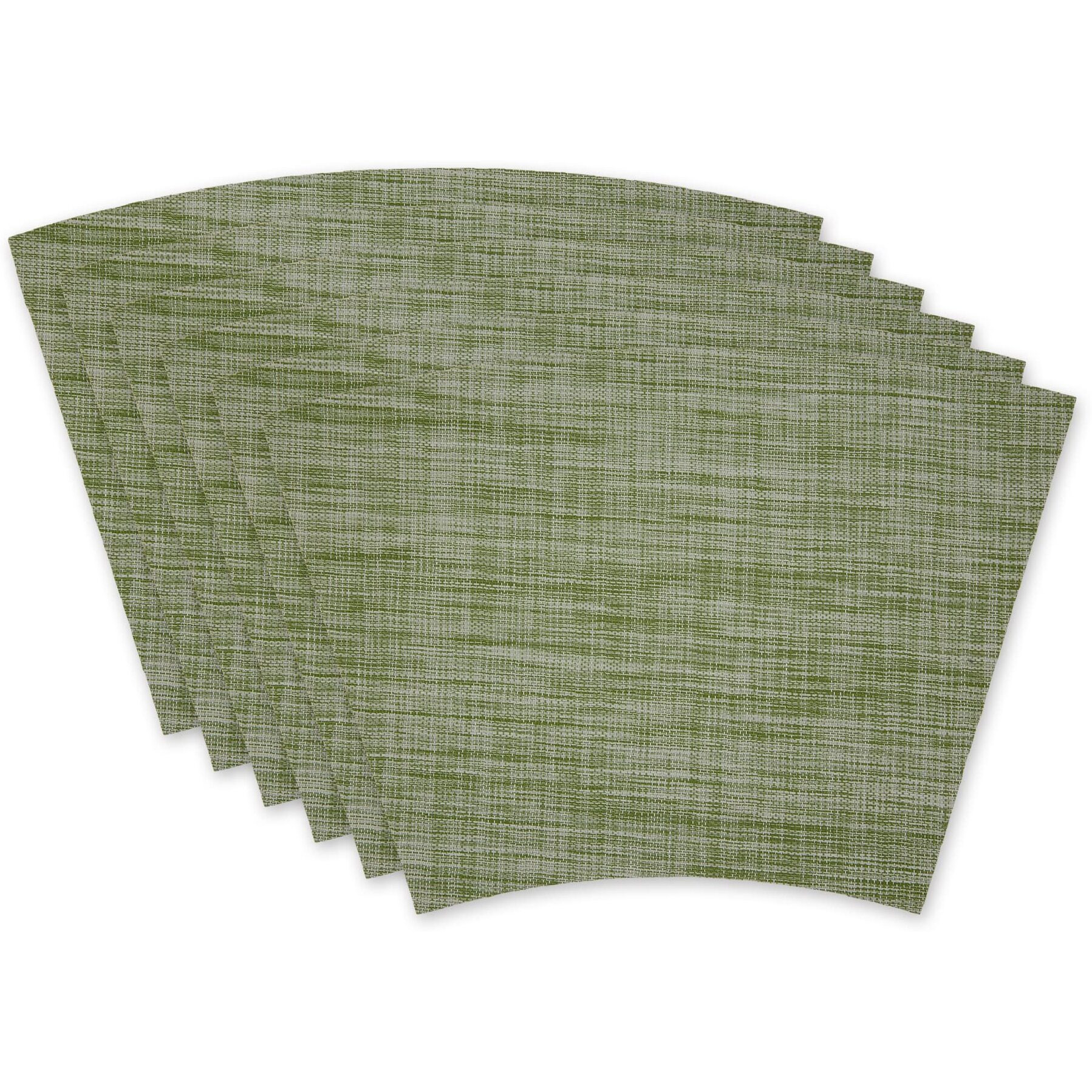 FIG GREEN TWEED ROUND TABLE PLACEMAT SET/6