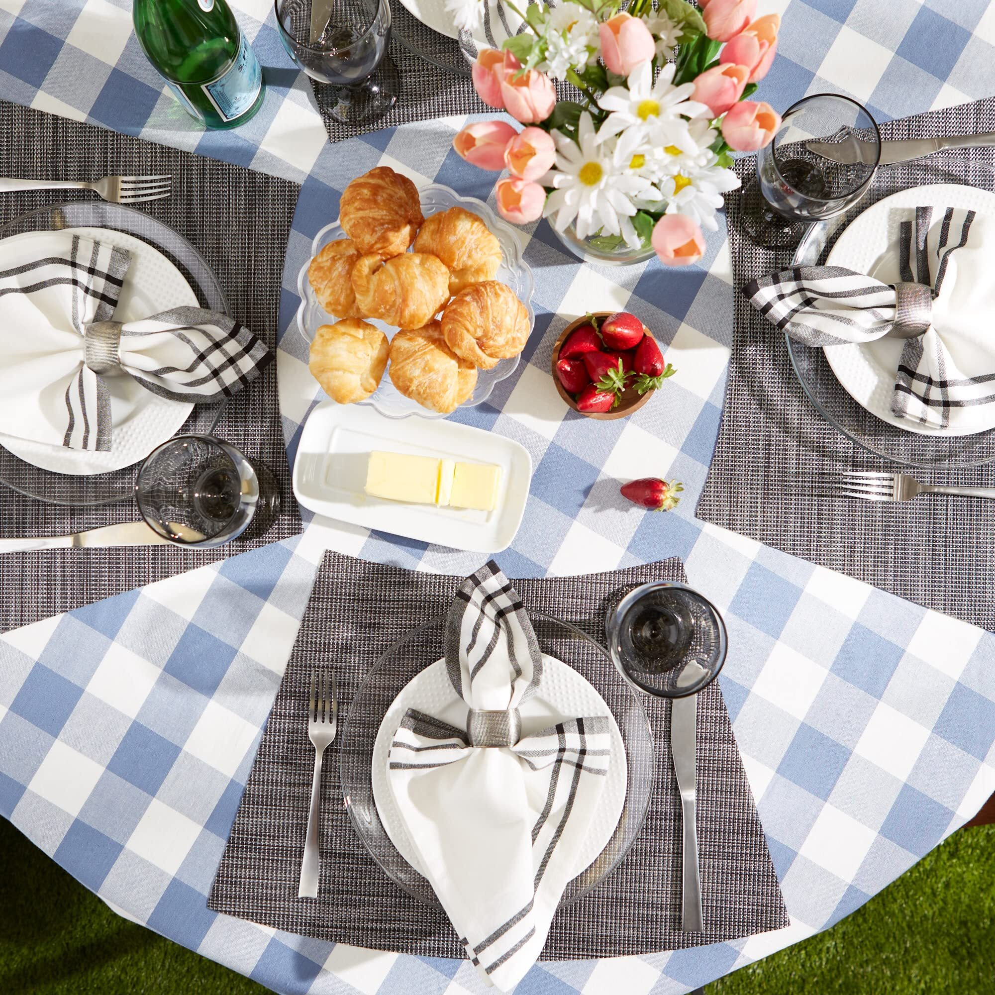 GRAY TWEED ROUND TABLE PLACEMAT SET/6