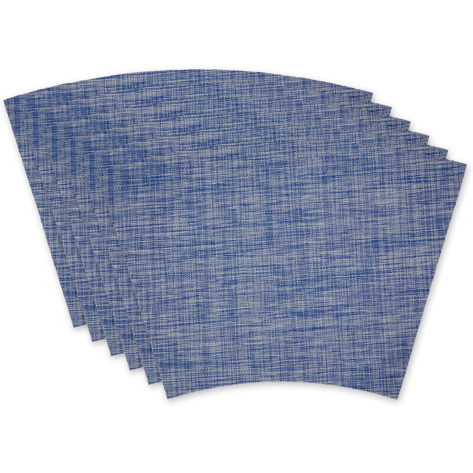 BLUE TWEED ROUND TABLE PLACEMAT SET/6
