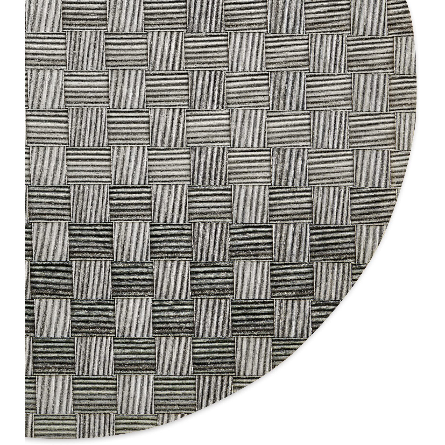 GRAY BASKETWEAVE ROUND WOVEN PLACEMAT SET/4