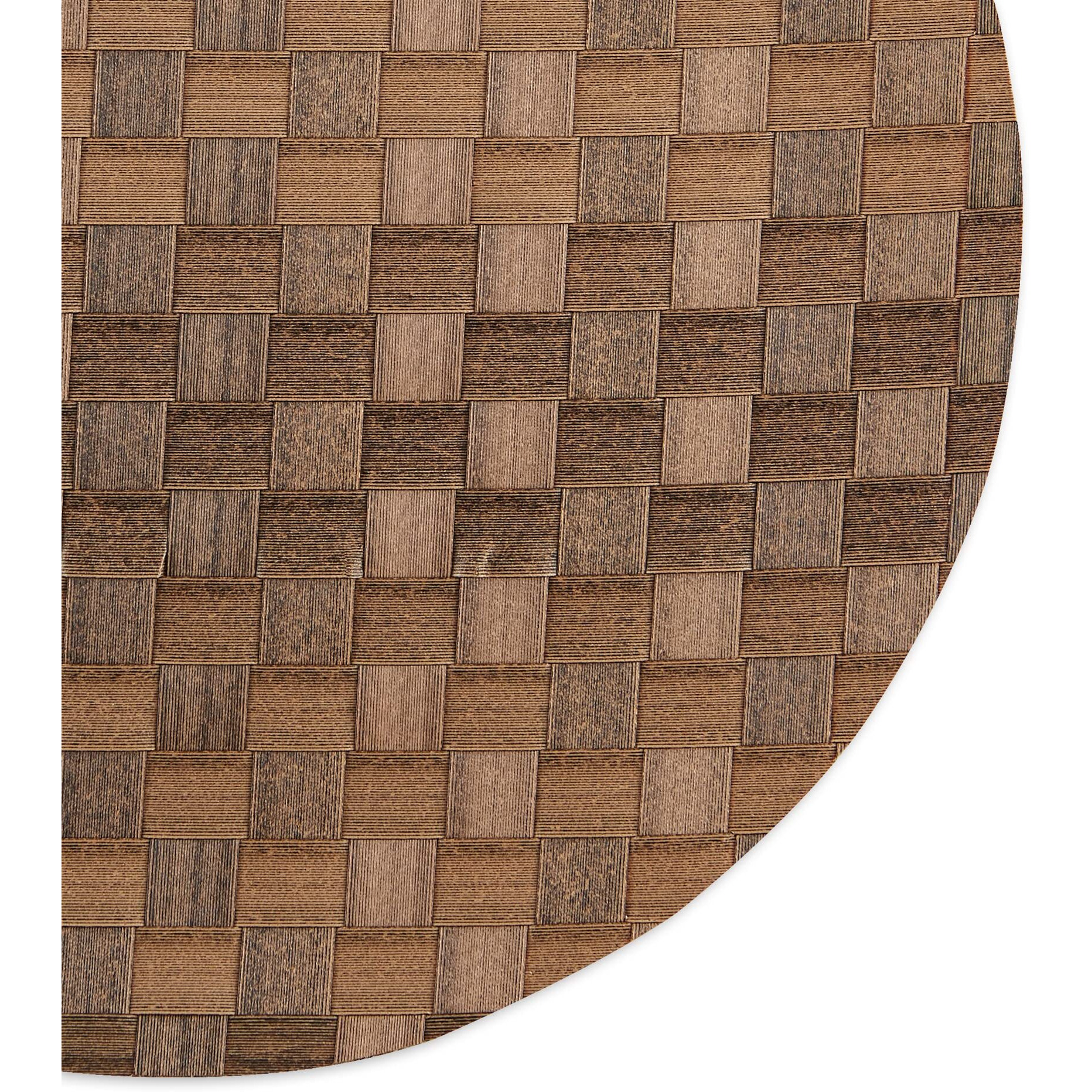 LEATHER BROWN BASKETWEAVE ROUND WOVEN PLACEMAT SET/4