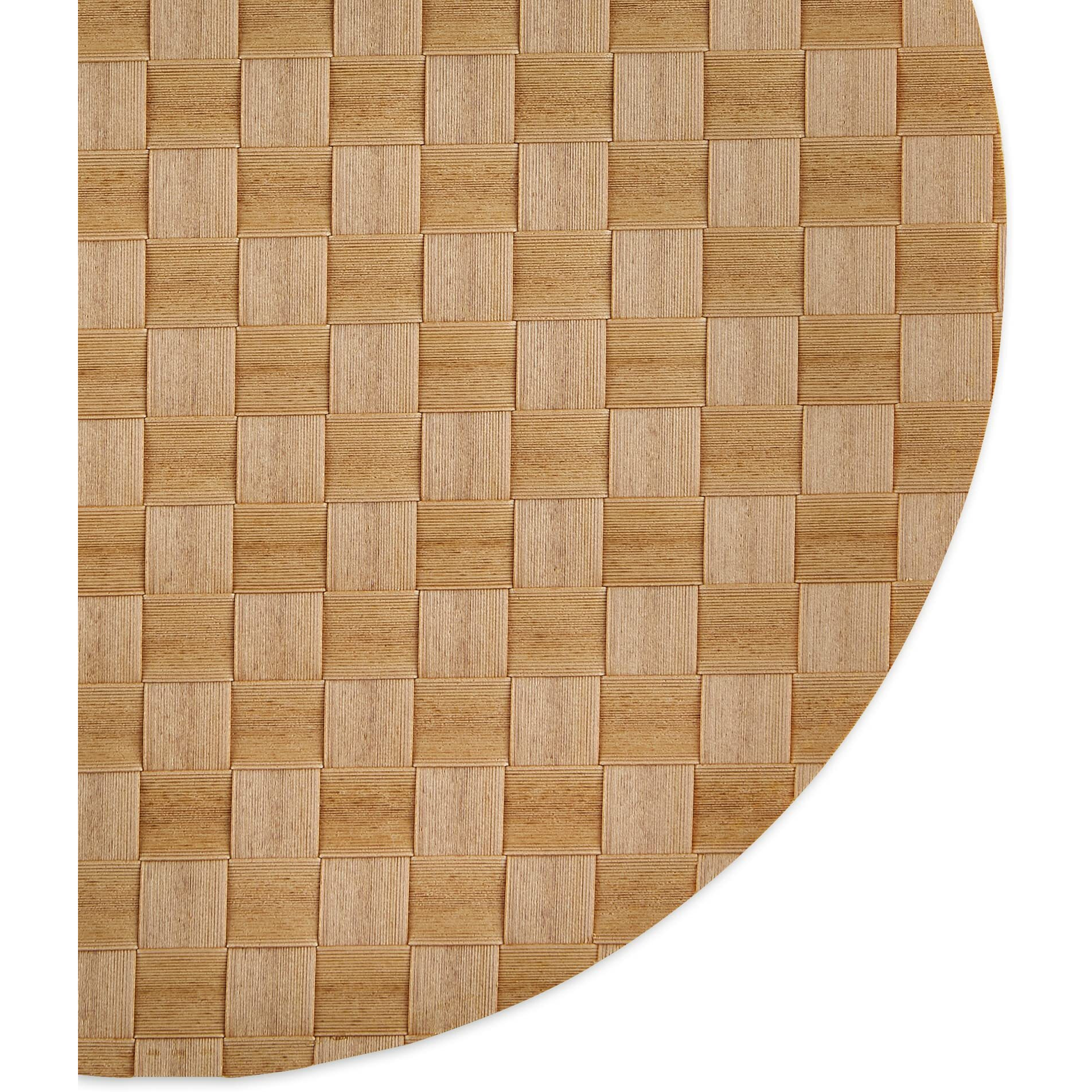 NATURAL BASKETWEAVE ROUND WOVEN PLACEMAT SET/4