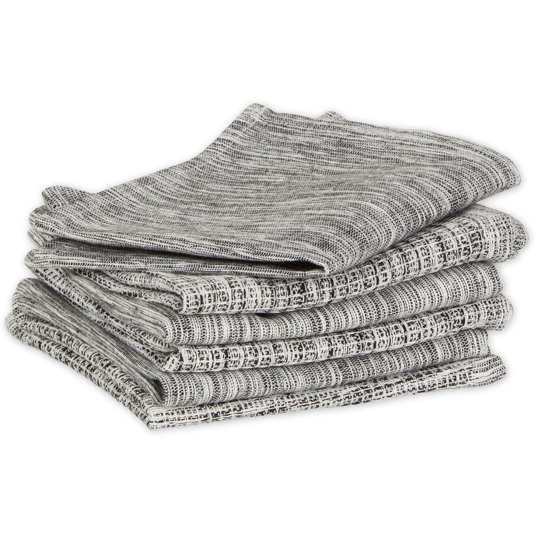 BLACK/OFF-WHITE ASST RECYCLED COTTON DISHCLOTH SET/6