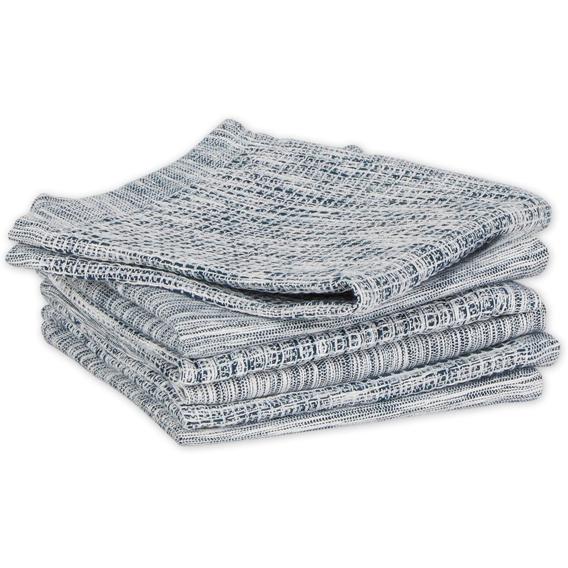 TEAL GREEN/OFF-WHITE ASST RECYCLED COTTON DISHCLOTH SET/6