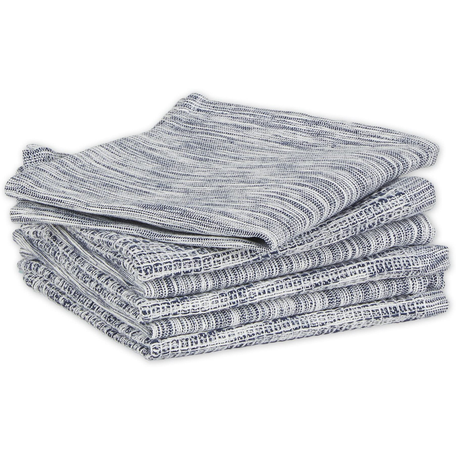 NAVY/OFF-WHITE ASST RECYCLED COTTON DISHCLOTH SET/6