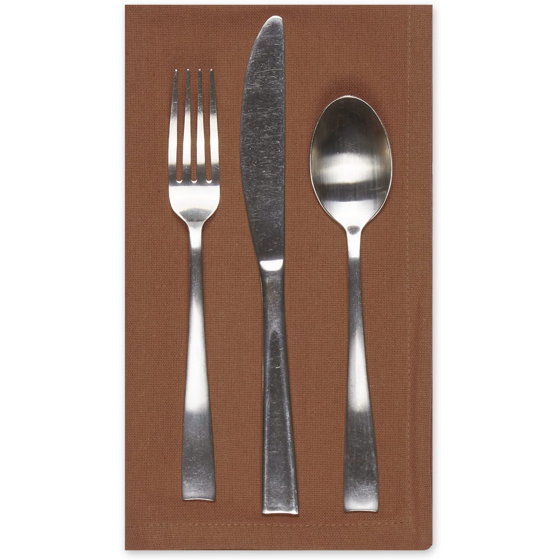 LEATHER BROWN SOLID NAPKIN SET/6