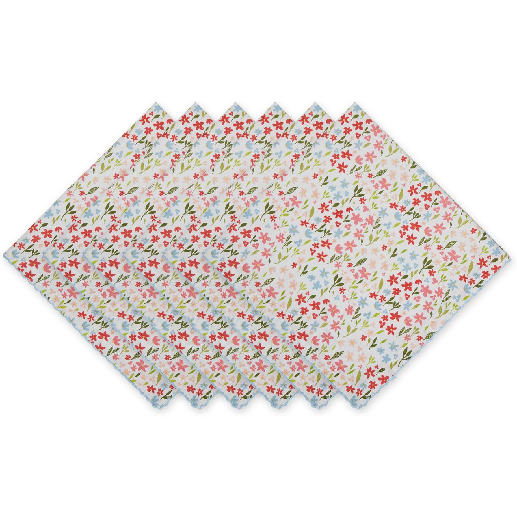SWEET FLOWERS PRINTED NAPKIN SET/6