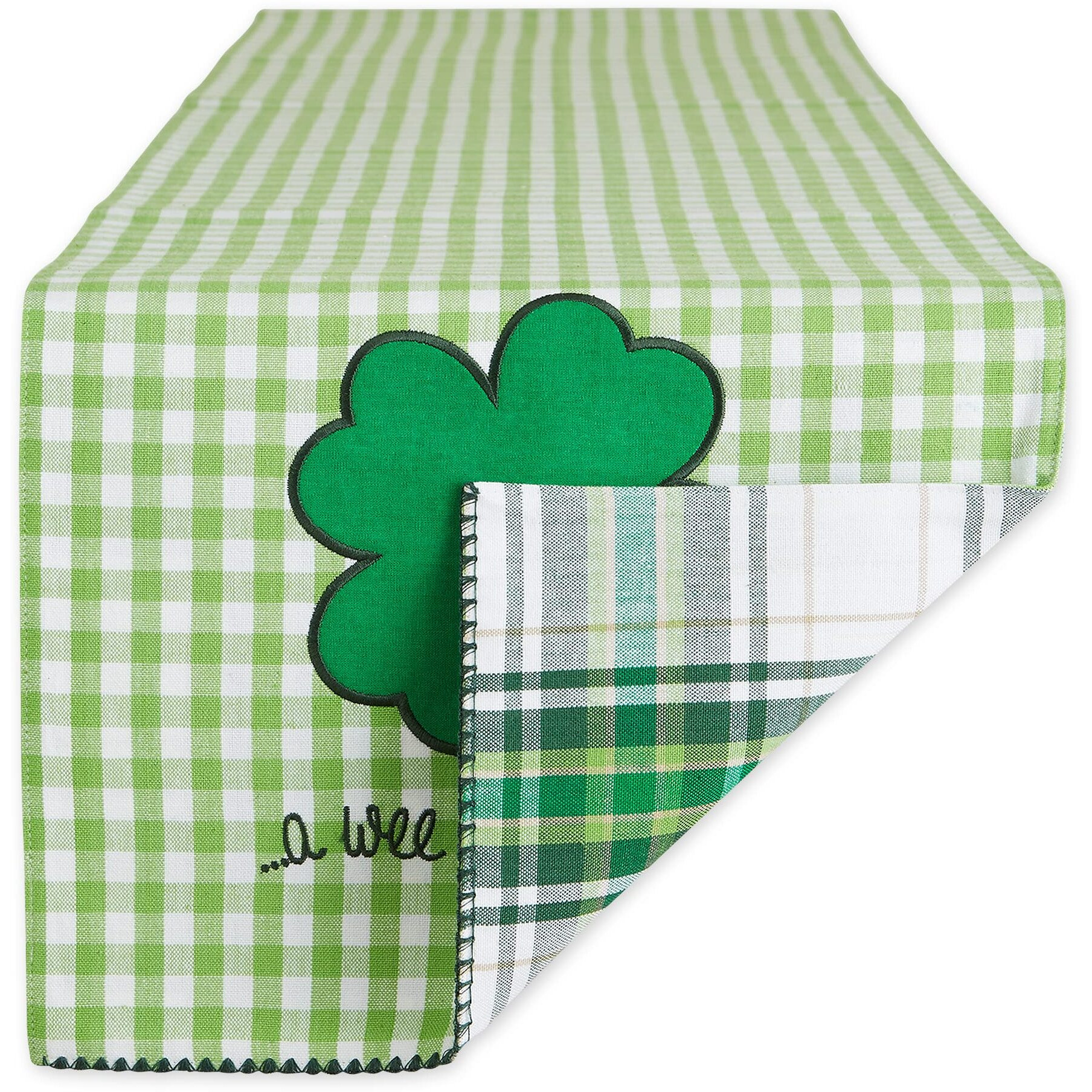 A WEE BIT O LUCK EMBROIDERED TABLE RUNNER 13x72