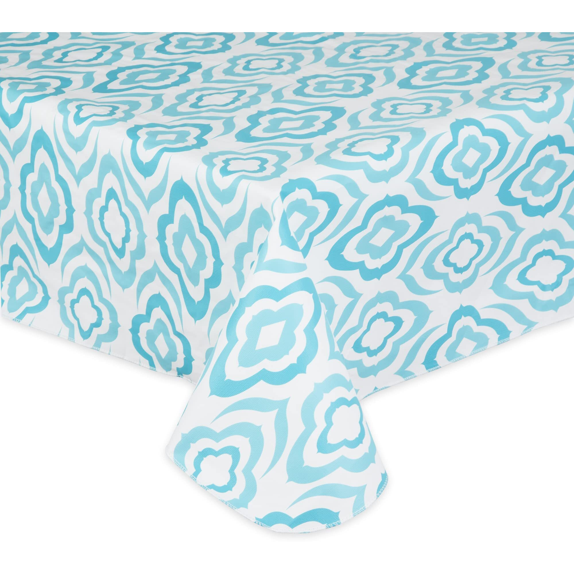BLUE IKAT VINYL TABLECLOTH 60x84